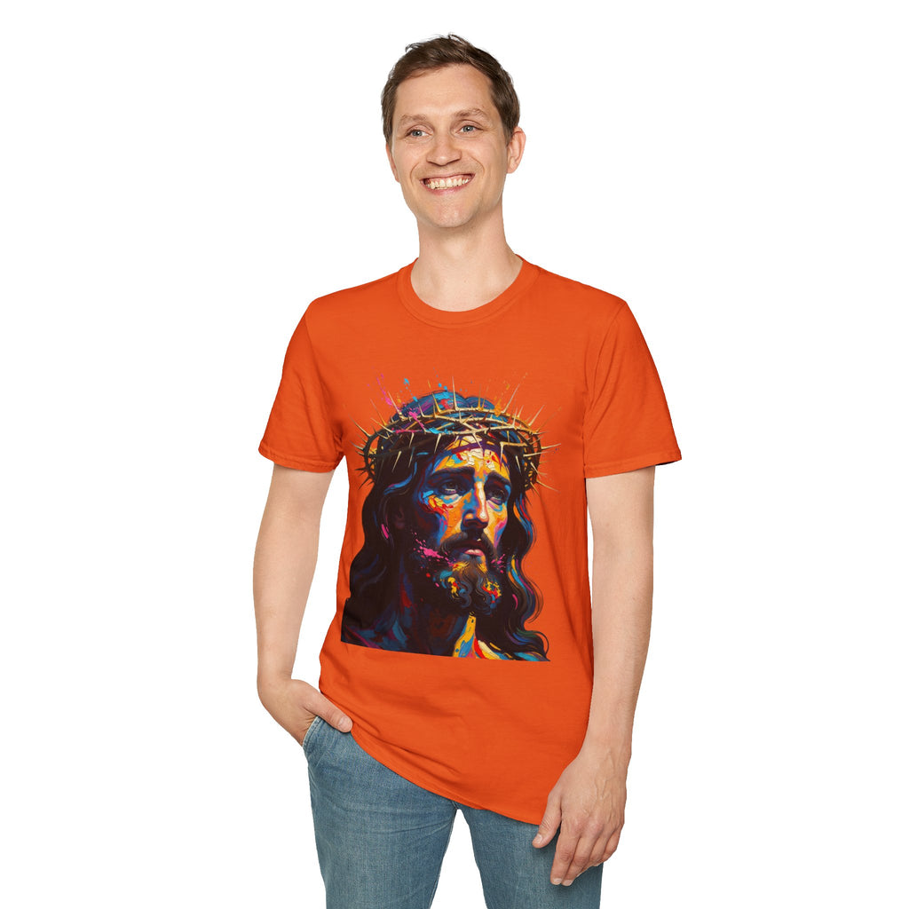 Jesus with Crown of Thorns T-Shirt | Colorful Portrait, Religious Christian Tee
