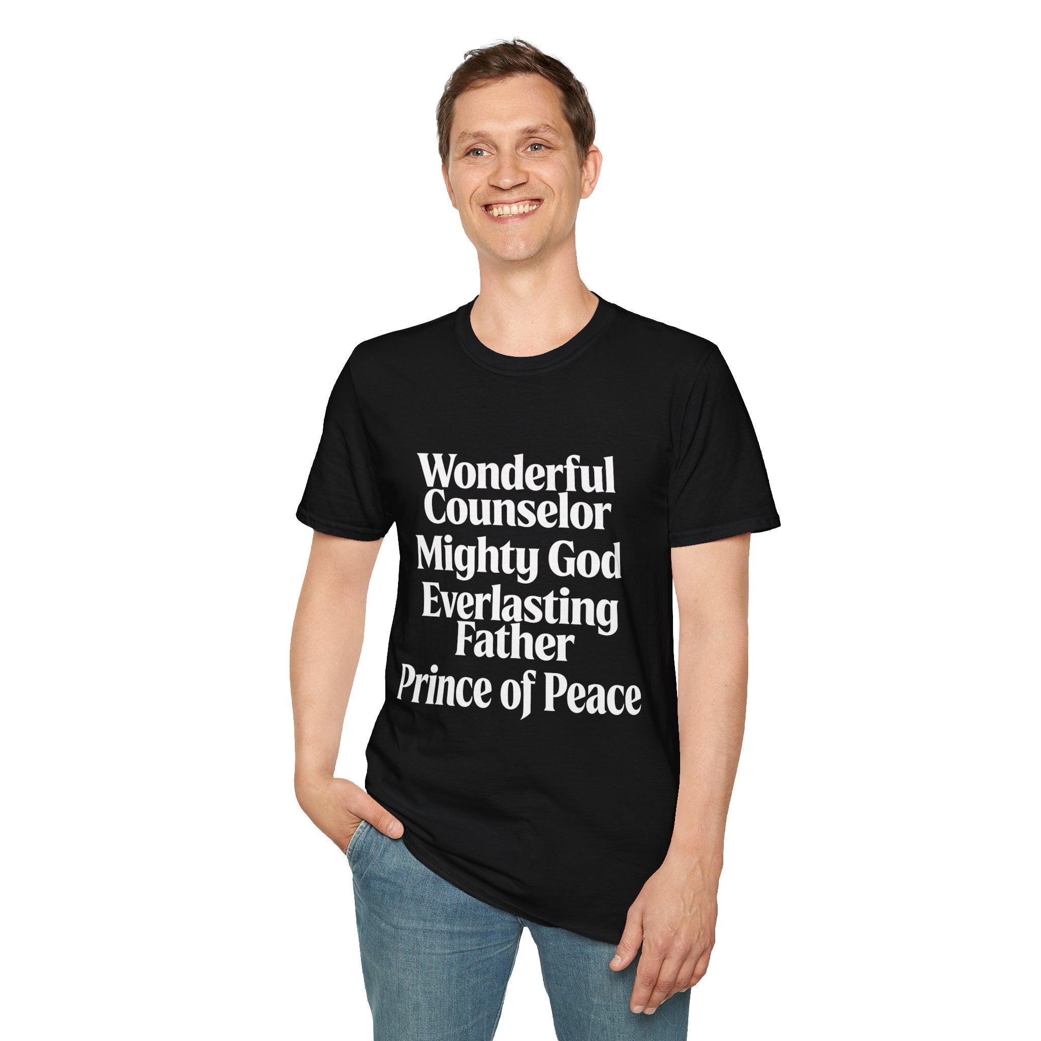 Names of Jesus from Isaiah T-Shirt — Plain Softstyle Crew Tee