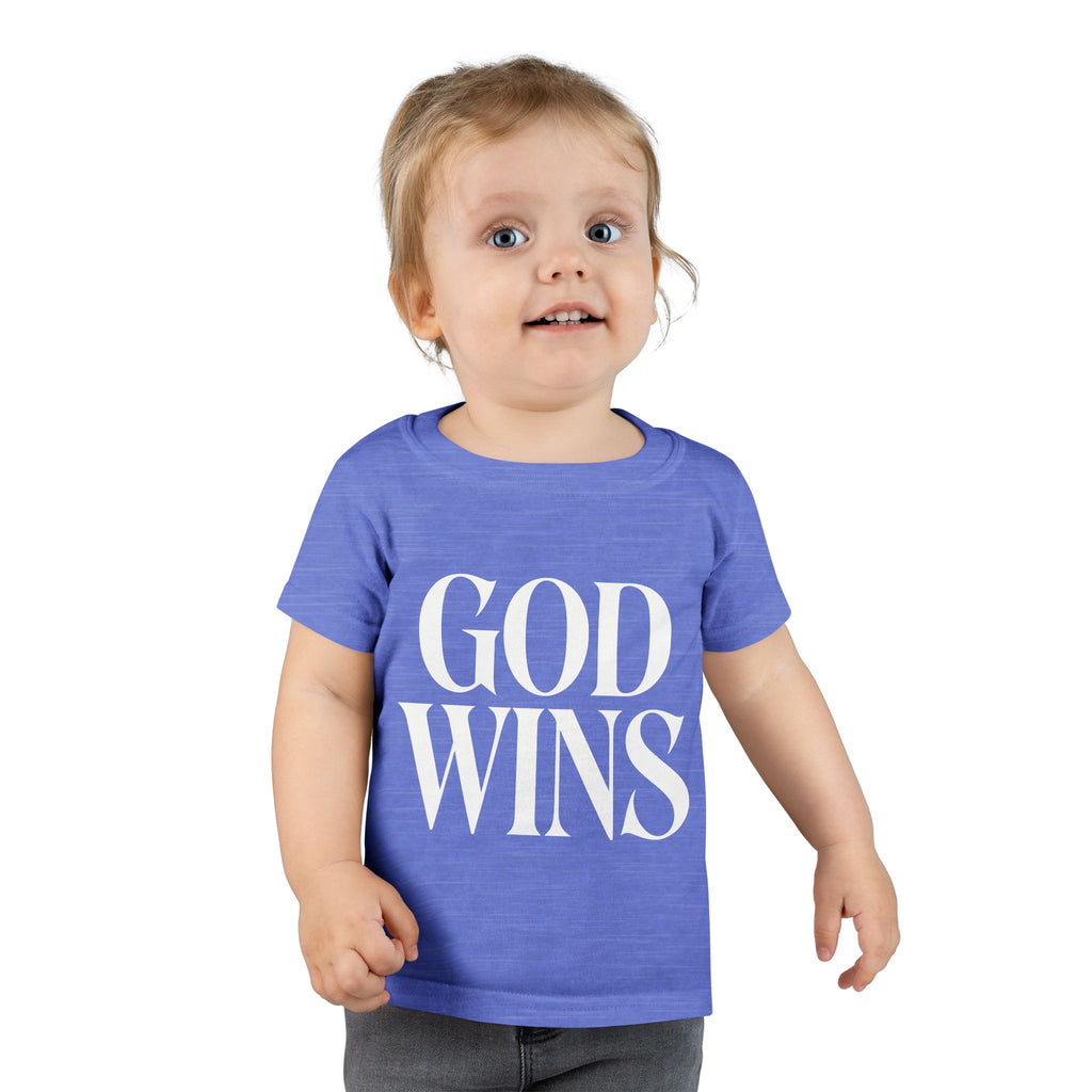 Toddler T-Shirt — "God Wins" Christian Faith Graphic Tee for Kids