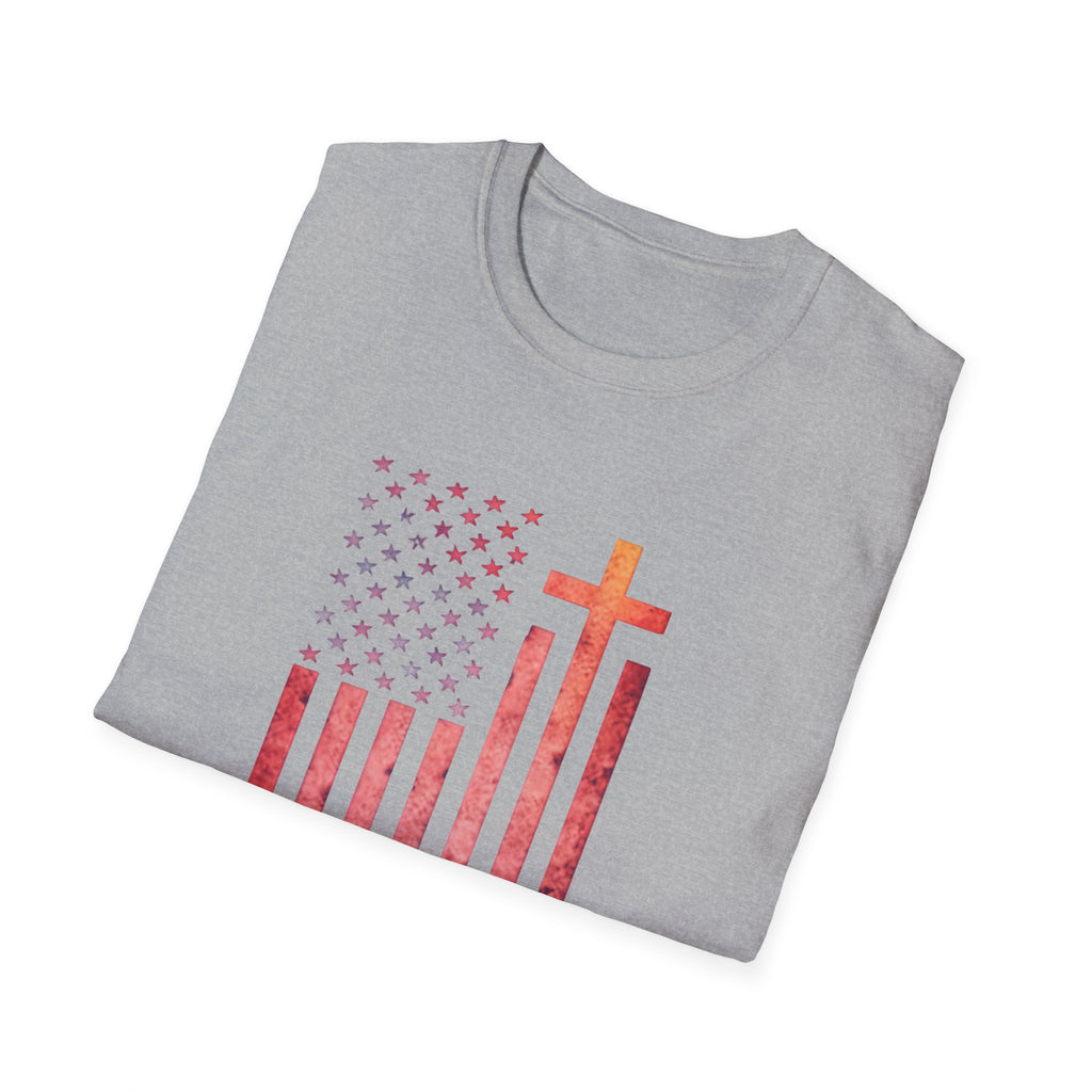 Faith Over Fear American Flag T-Shirt — Christian Cross Patriotic Tee