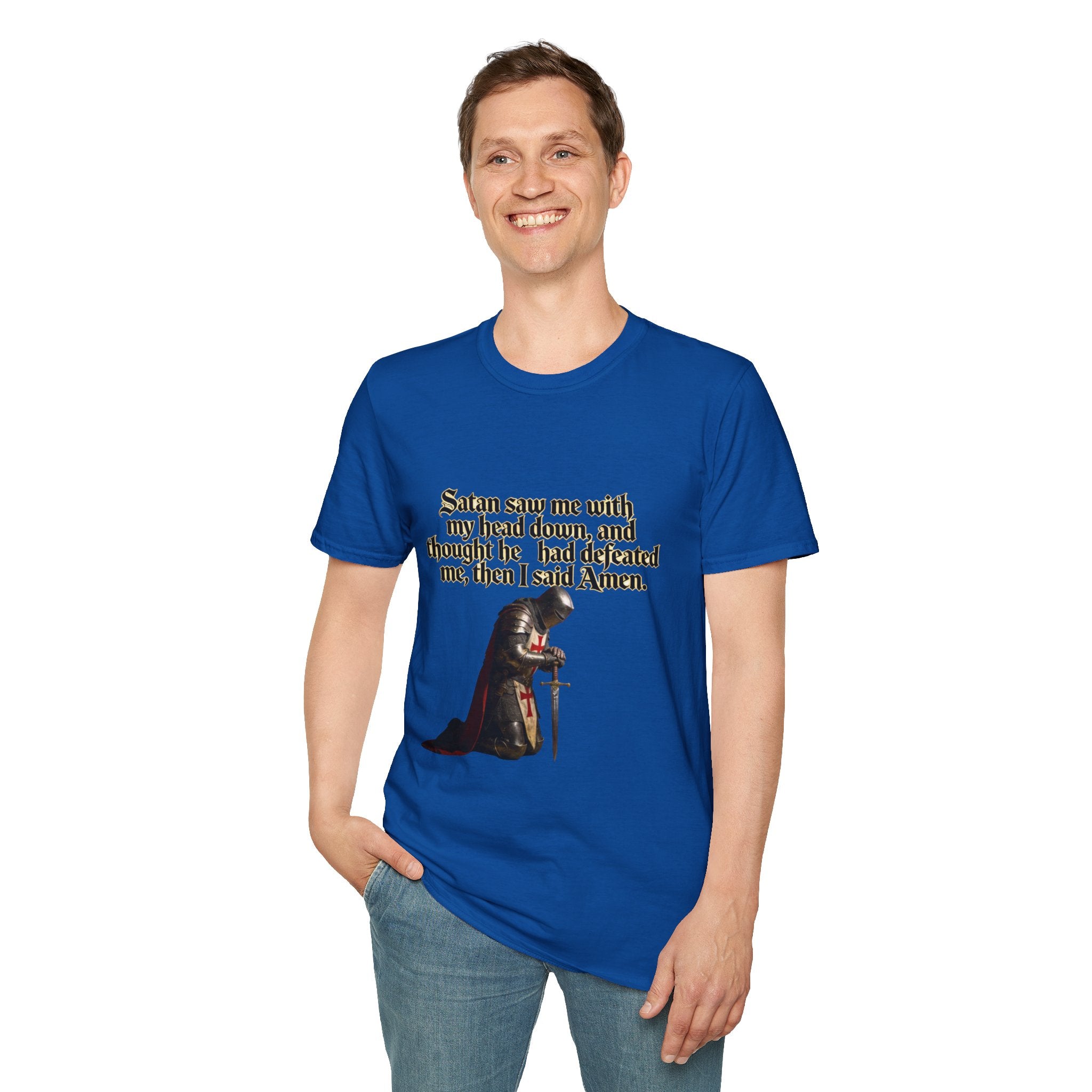 Christian Prayer T‑Shirt — "Satan Saw Me…Then I Said Amen" Faith Tee