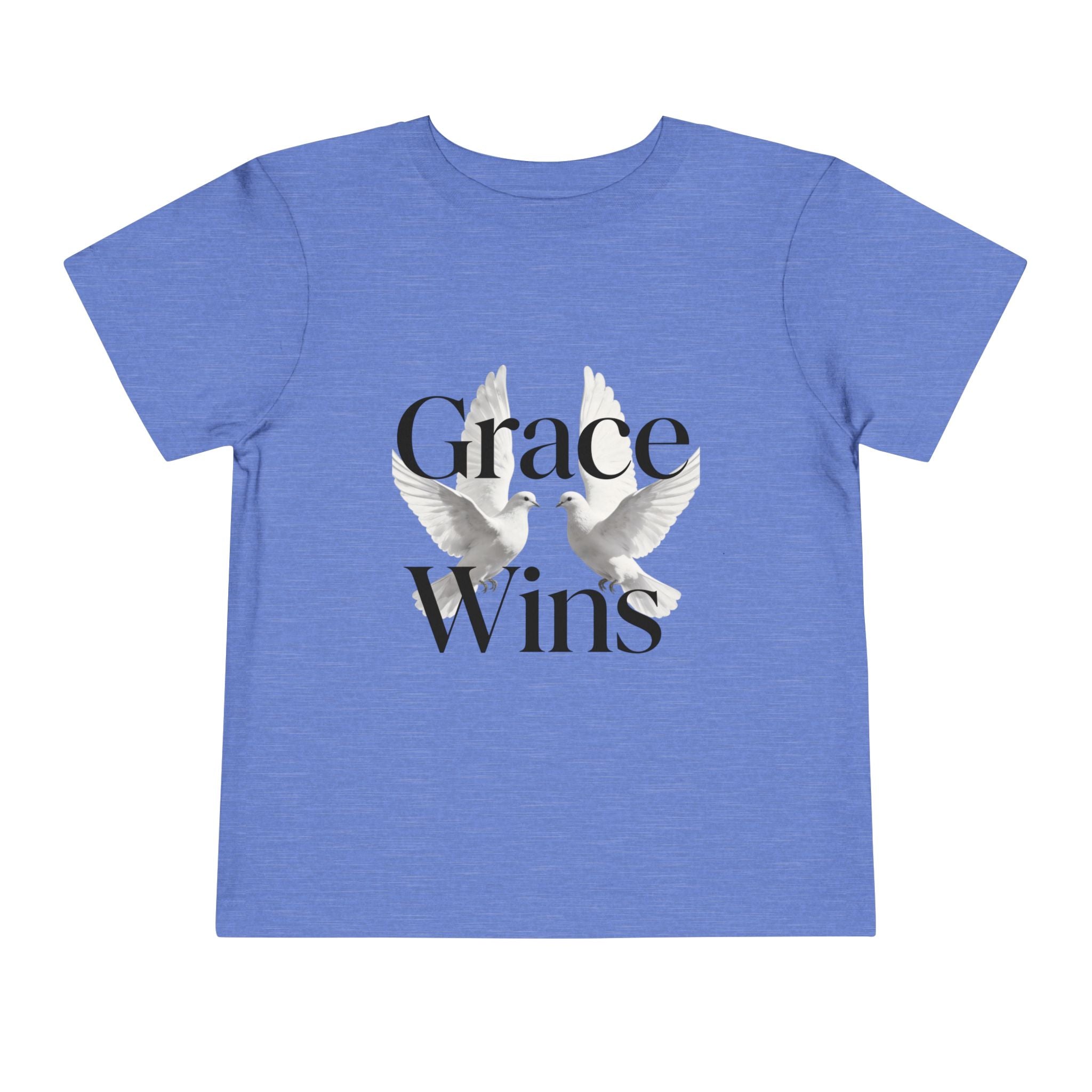 Toddler Tee — "Grace Wins" Dove Graphic Christian Short Sleeve Shirt