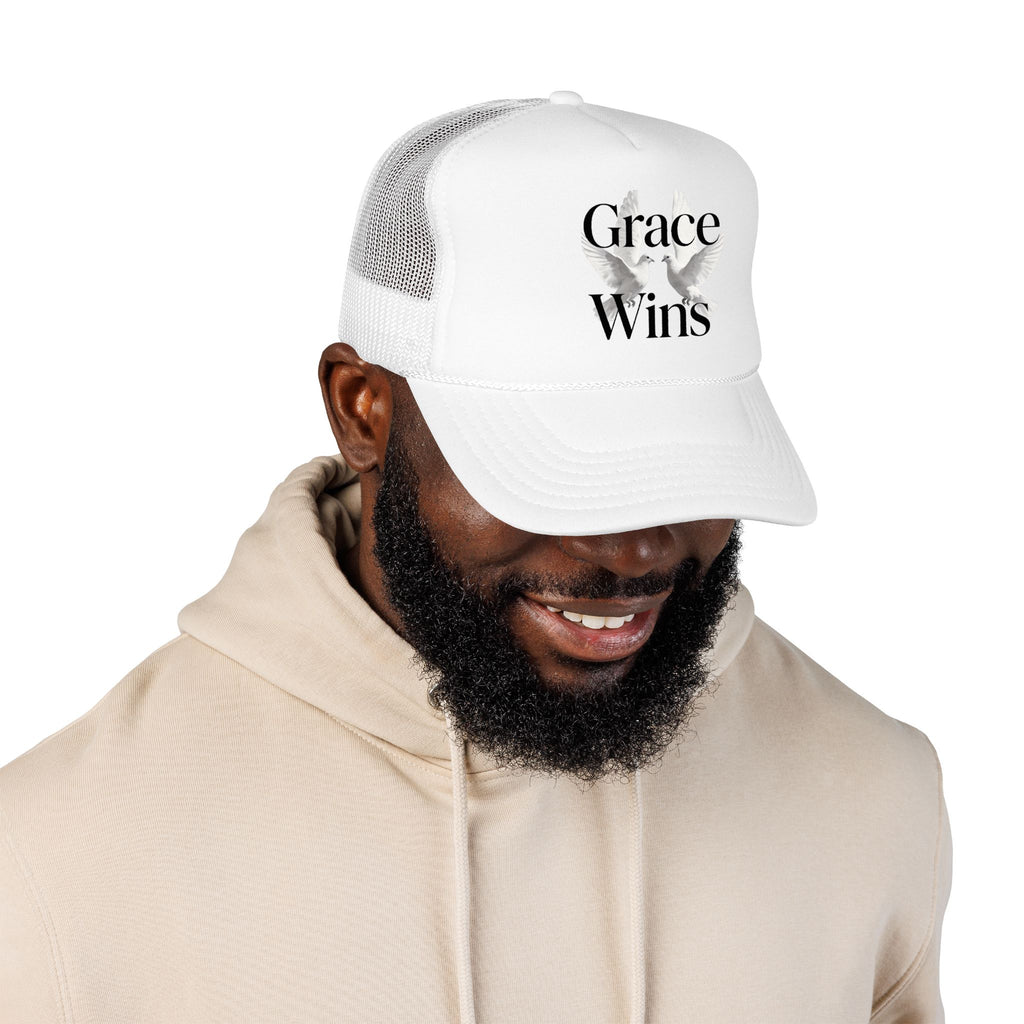 Grace Wins Trucker Hat — Inspirational Dove Foam Cap