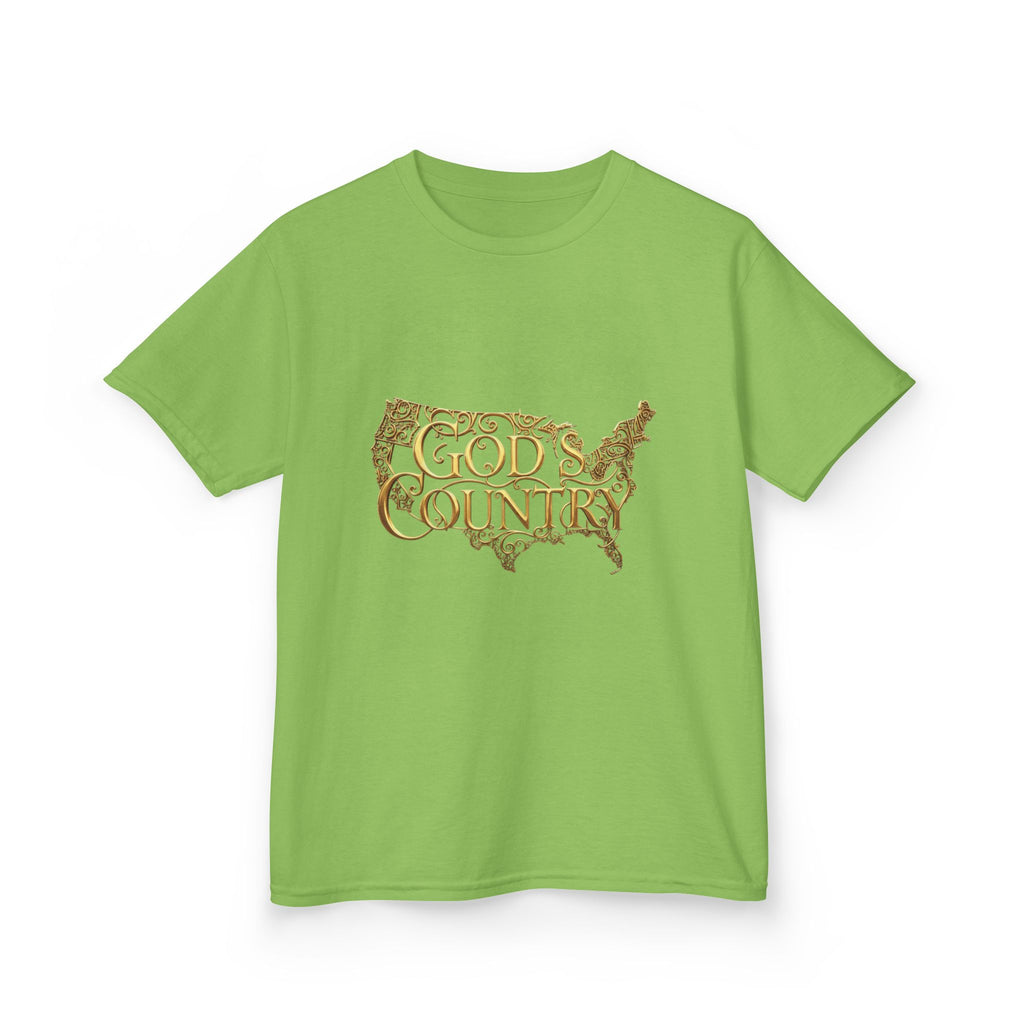 Kids T‑Shirt — "God's Country" USA Map Kids Tee (Patriotic Christian Youth Shirt)