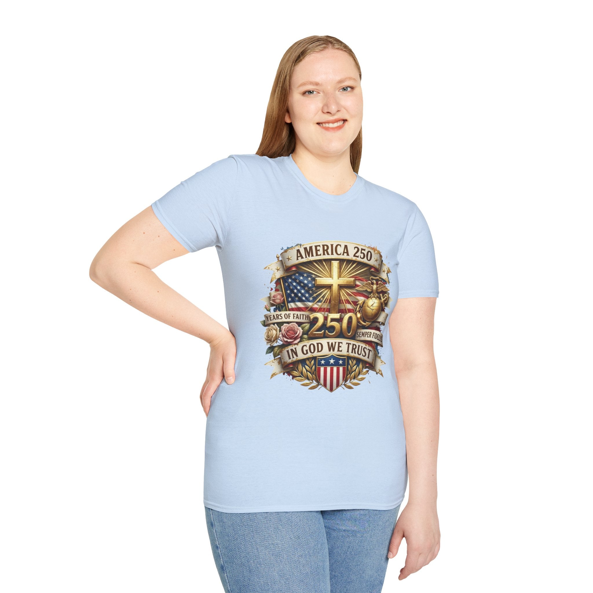 America 250 Christian T-Shirt — "In God We Trust" Patriotic Faith Tee