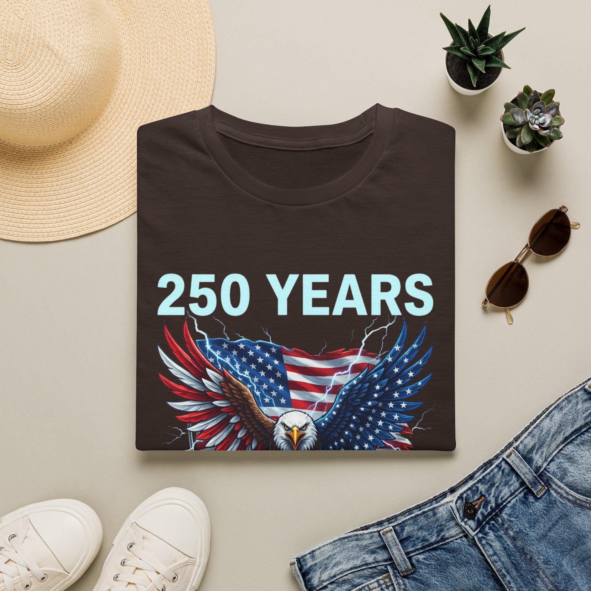 250 Years 1776–2026 Eagle & American Flag T-Shirt — Patriotic 250th Anniversary Tee
