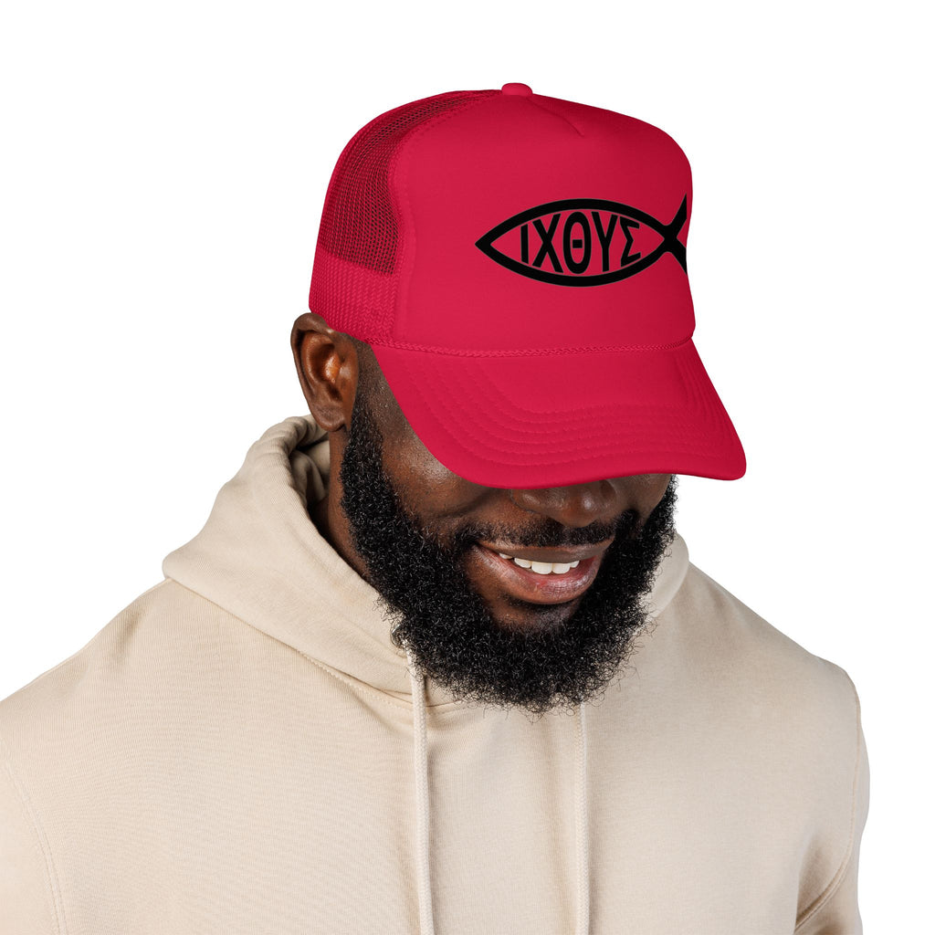 Christian Fish Trucker Hat with ΙΧΘΥΣ Ichthys Design