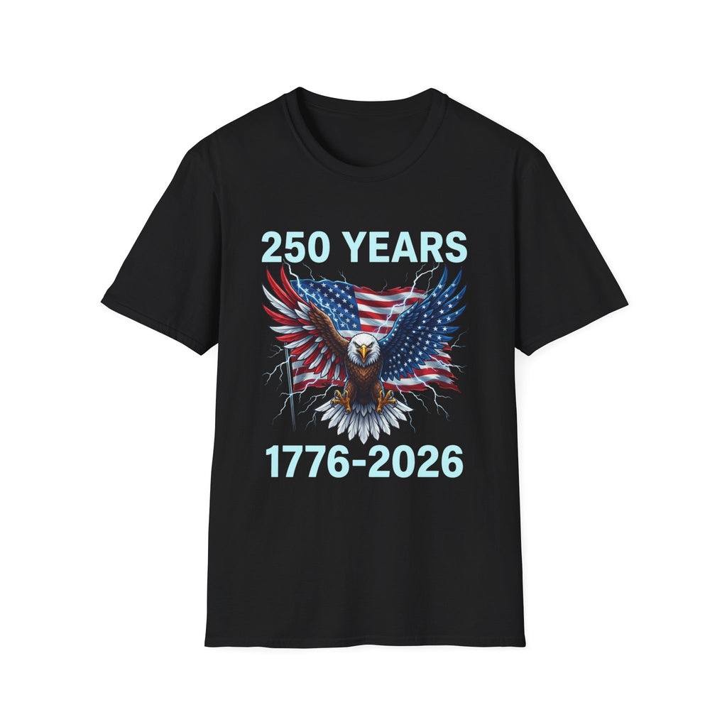 250 Years 1776–2026 Eagle & American Flag T-Shirt — Patriotic 250th Anniversary Tee