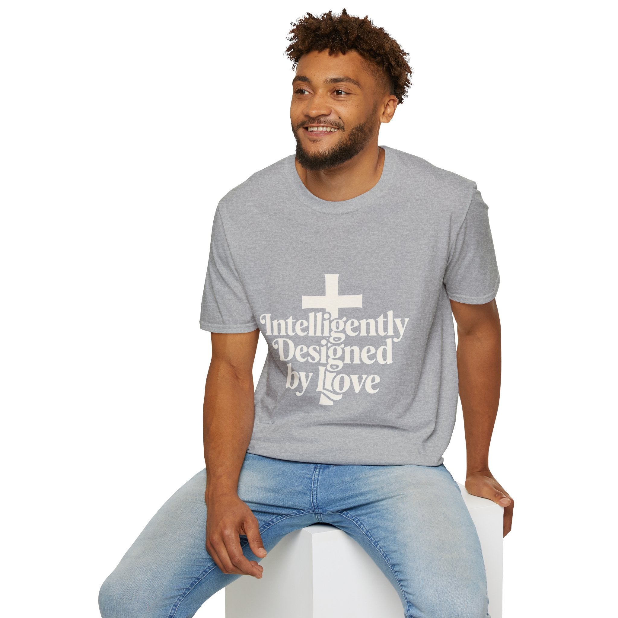 Christian T-Shirt — "Intelligently Designed by Love" Cross Faith Tee