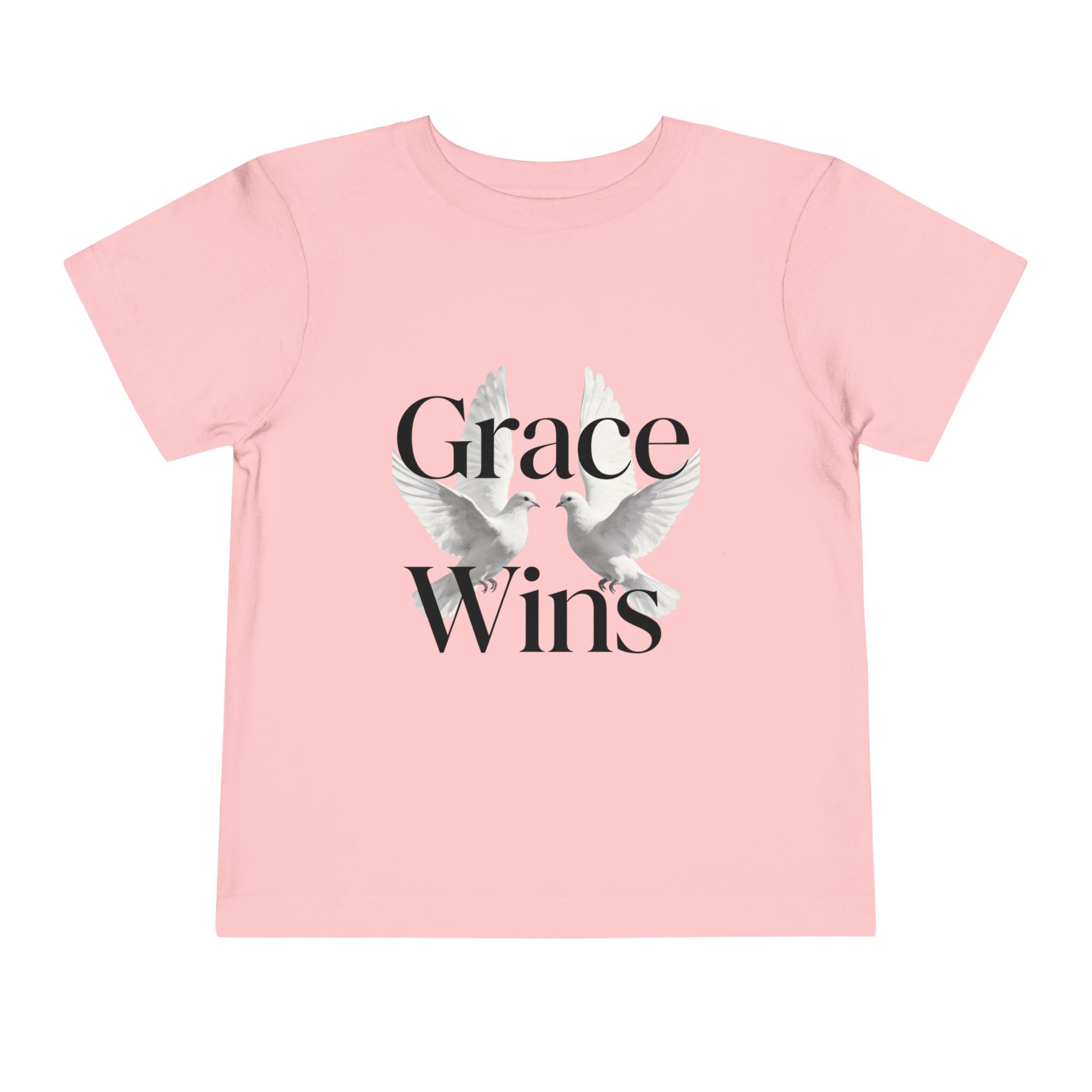 Toddler Tee — "Grace Wins" Dove Graphic Christian Short Sleeve Shirt