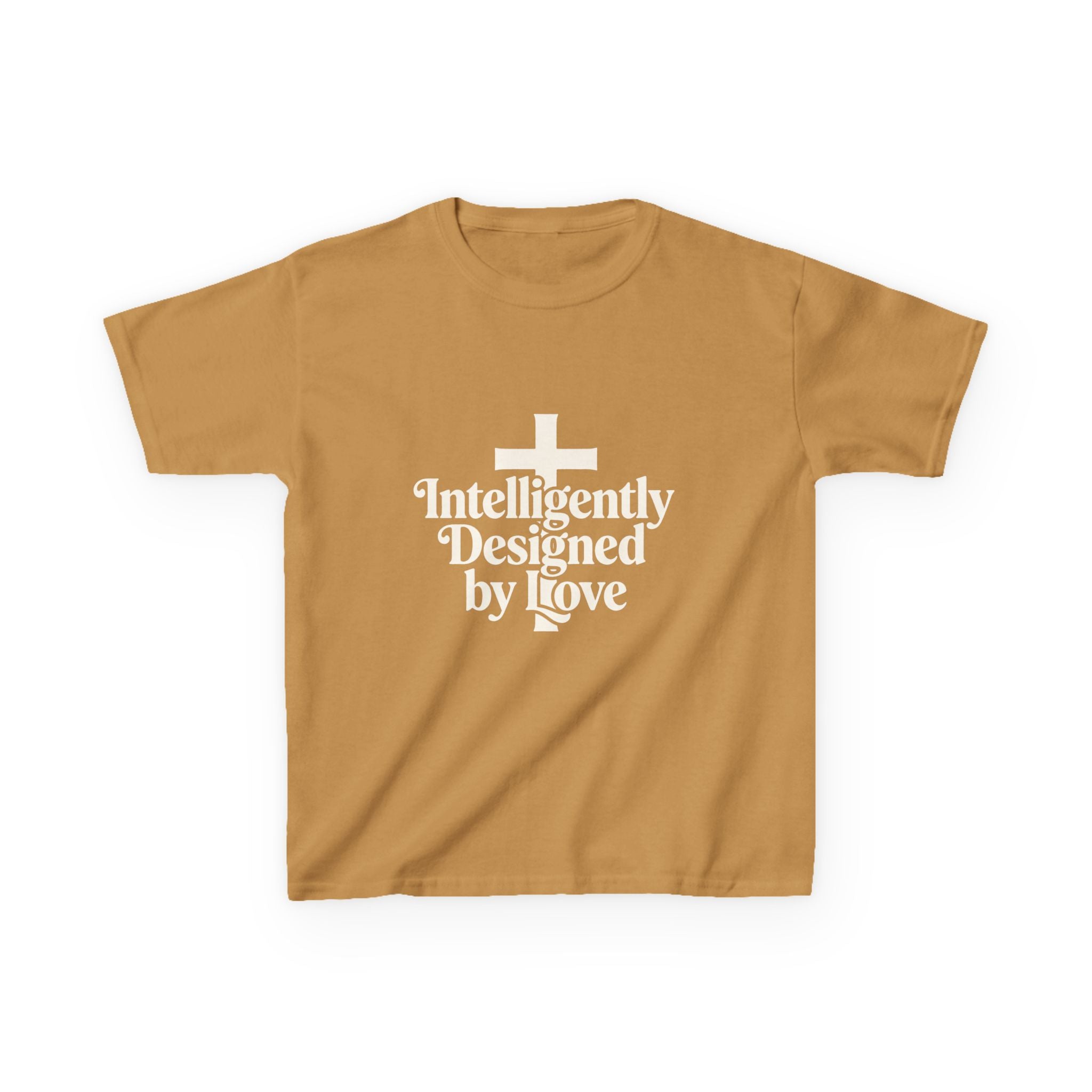 Kids Tee – "Intelligently Designed by Love" Christian Cross Shirt