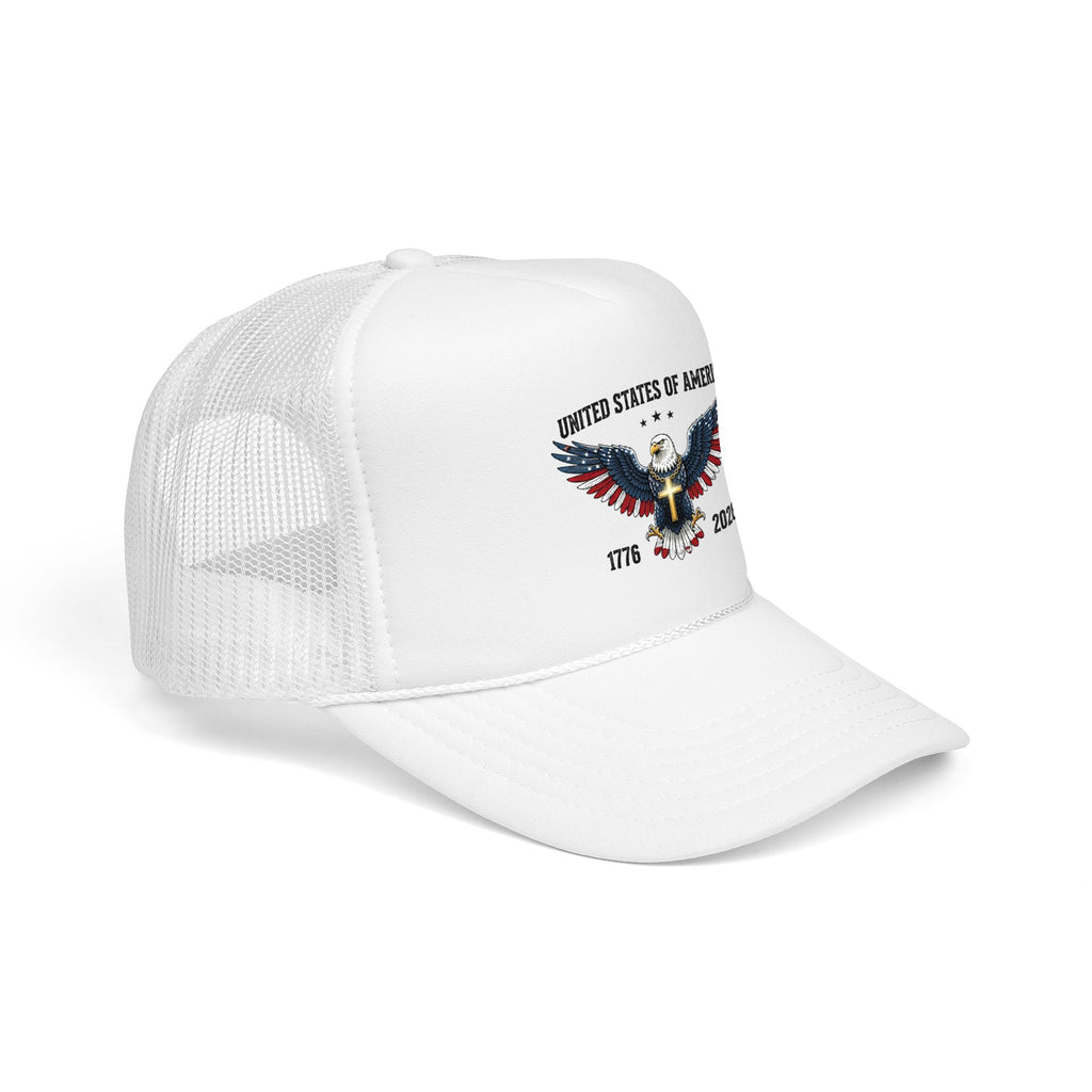 American Eagle Trucker Hat – Patriotic Cross & Flag Design
