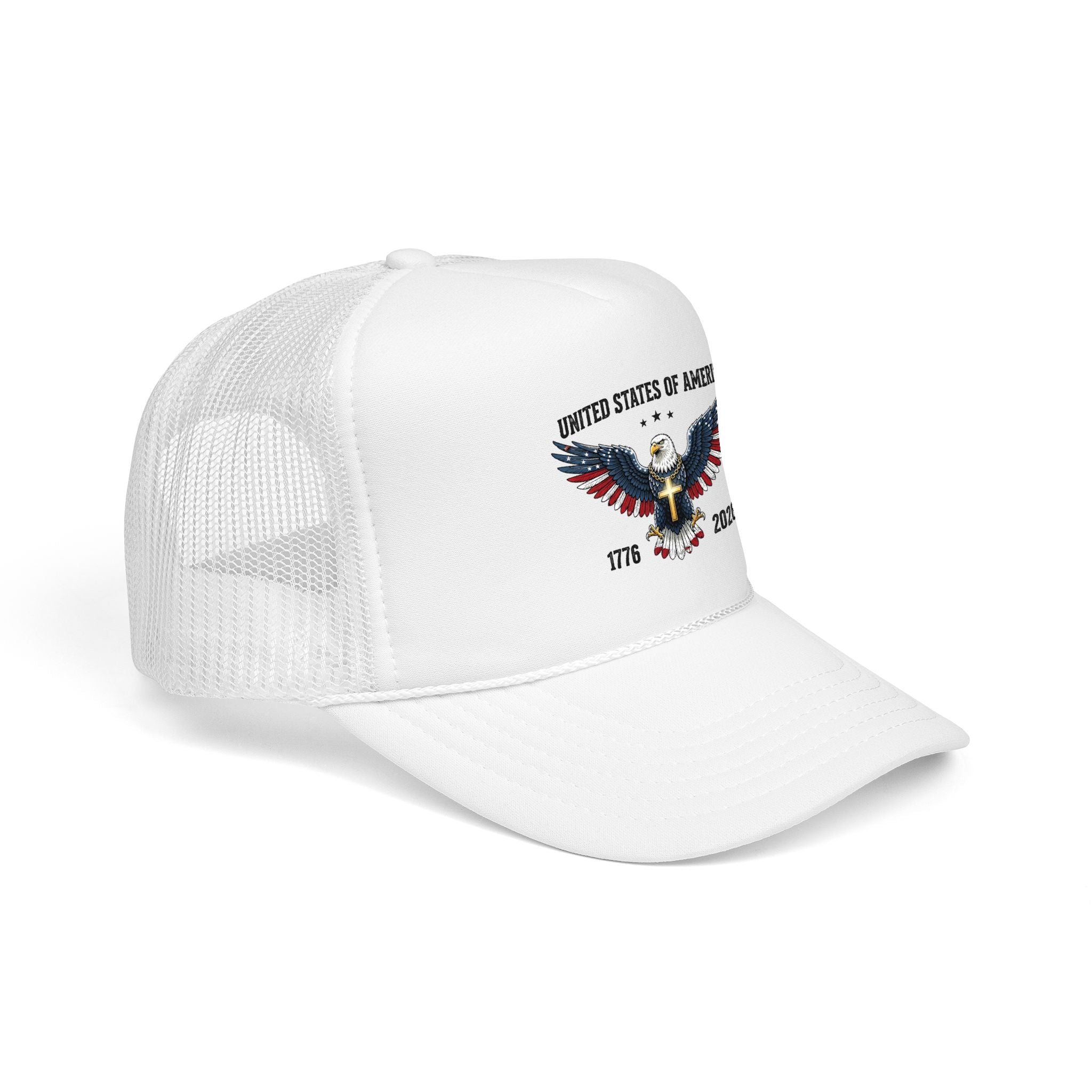 American Eagle Trucker Hat – Patriotic Cross & Flag Design