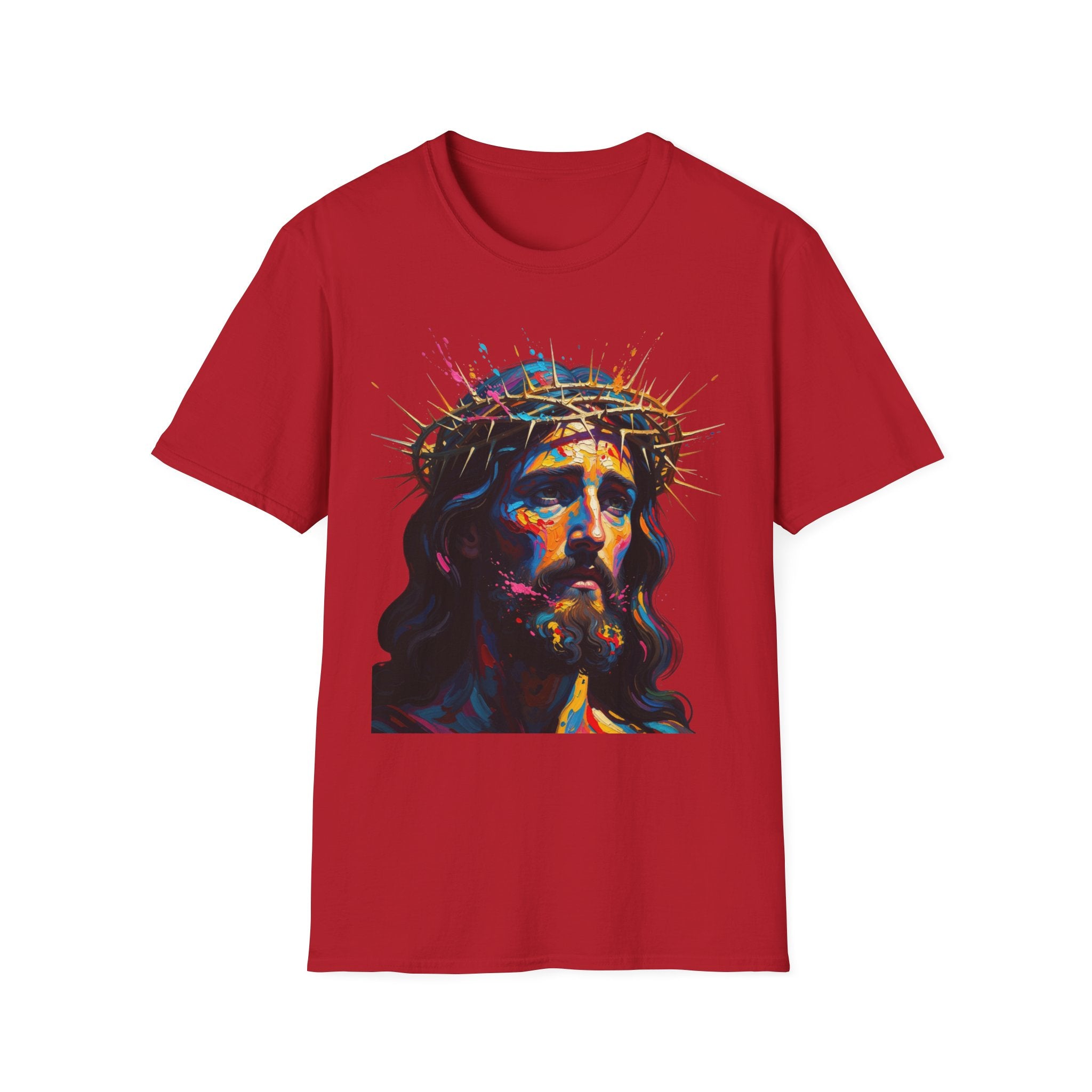 Jesus with Crown of Thorns T-Shirt | Colorful Portrait, Religious Christian Tee