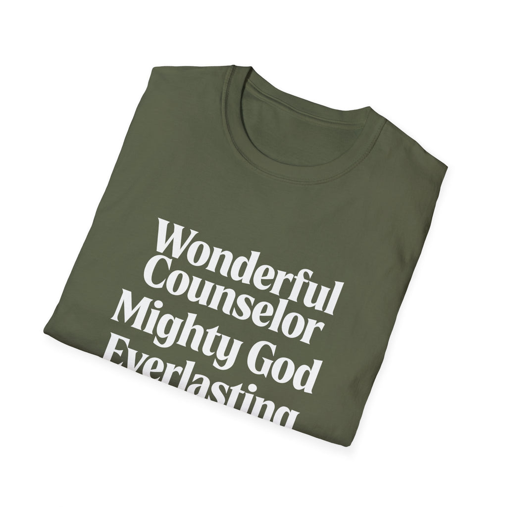 Names of Jesus from Isaiah T-Shirt — Plain Softstyle Crew Tee