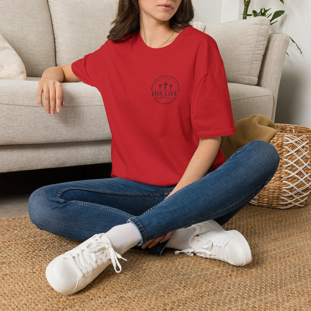 His Life Christian America 250 T-Shirt — Small Cross Logo Faith Tee