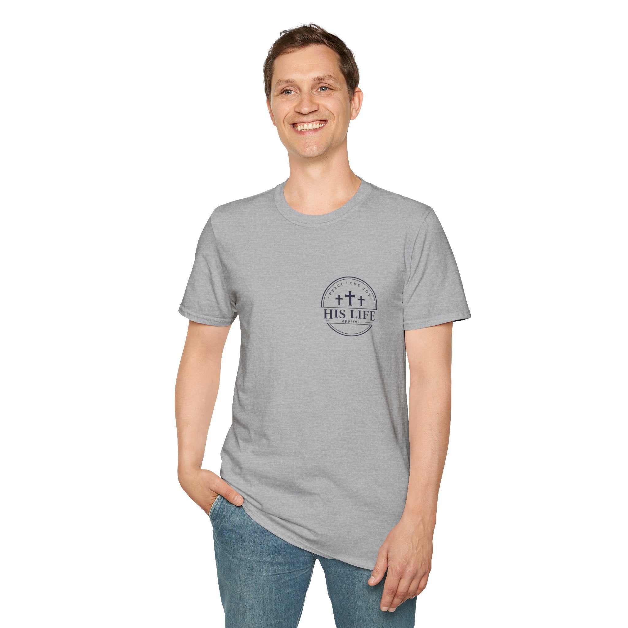 His Life Apparel Christian American 250 T‑Shirt — Three Crosses Faith Graphic