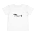 Blessed Toddler Tee — White Short Sleeve Baby Shirt with Script Text