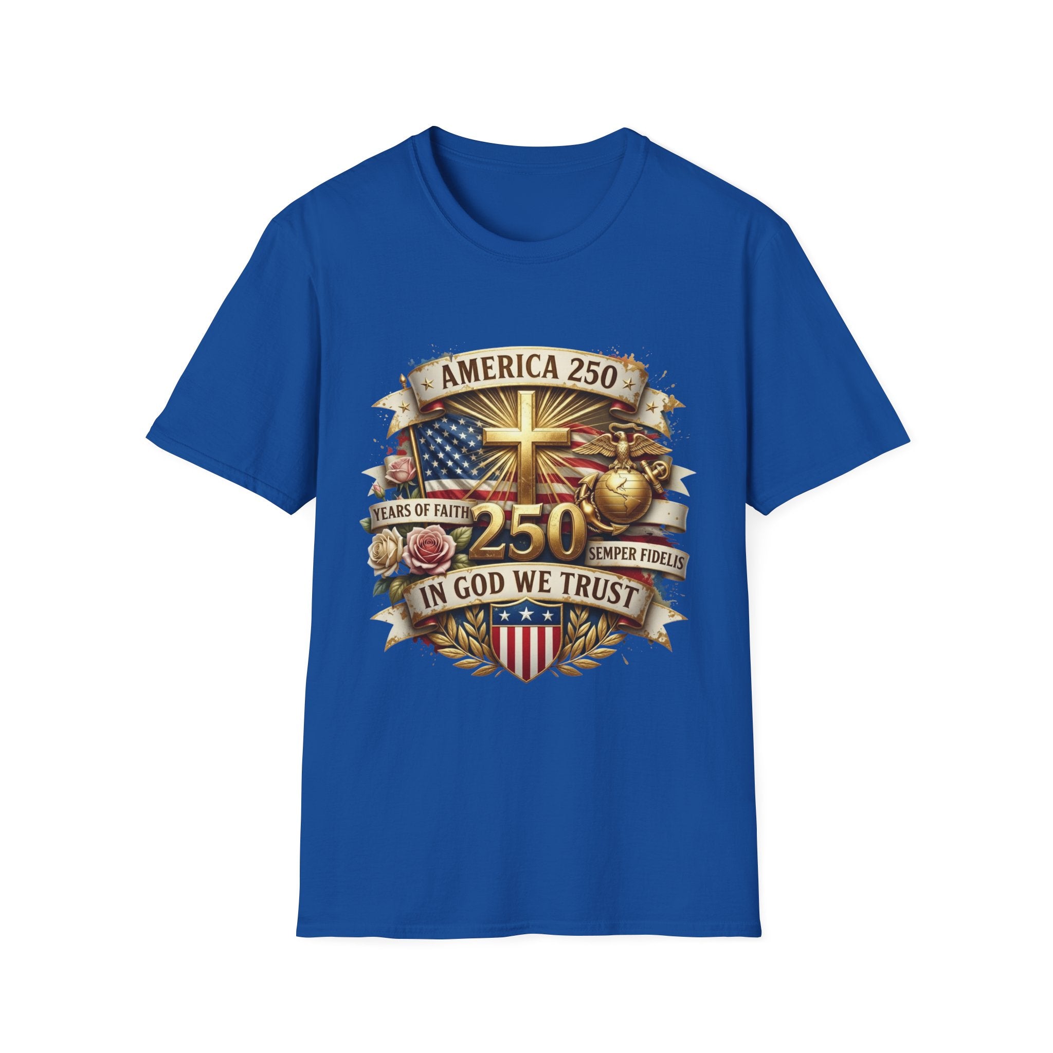 America 250 Christian T-Shirt — "In God We Trust" Patriotic Faith Tee