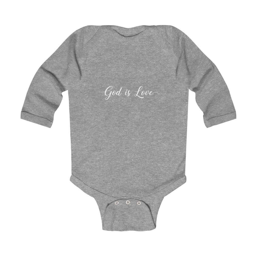 Infant Bodysuit - "God is Love" Long Sleeve Baby Onesie, Religious Christian Newborn Gift