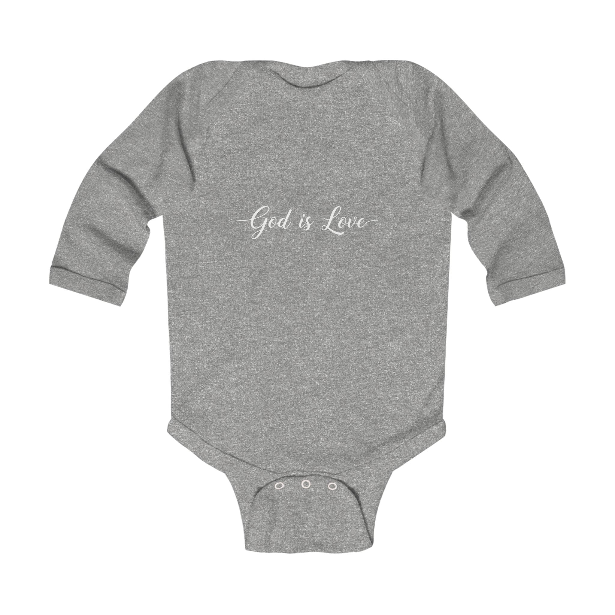 Infant Bodysuit - "God is Love" Long Sleeve Baby Onesie, Religious Christian Newborn Gift