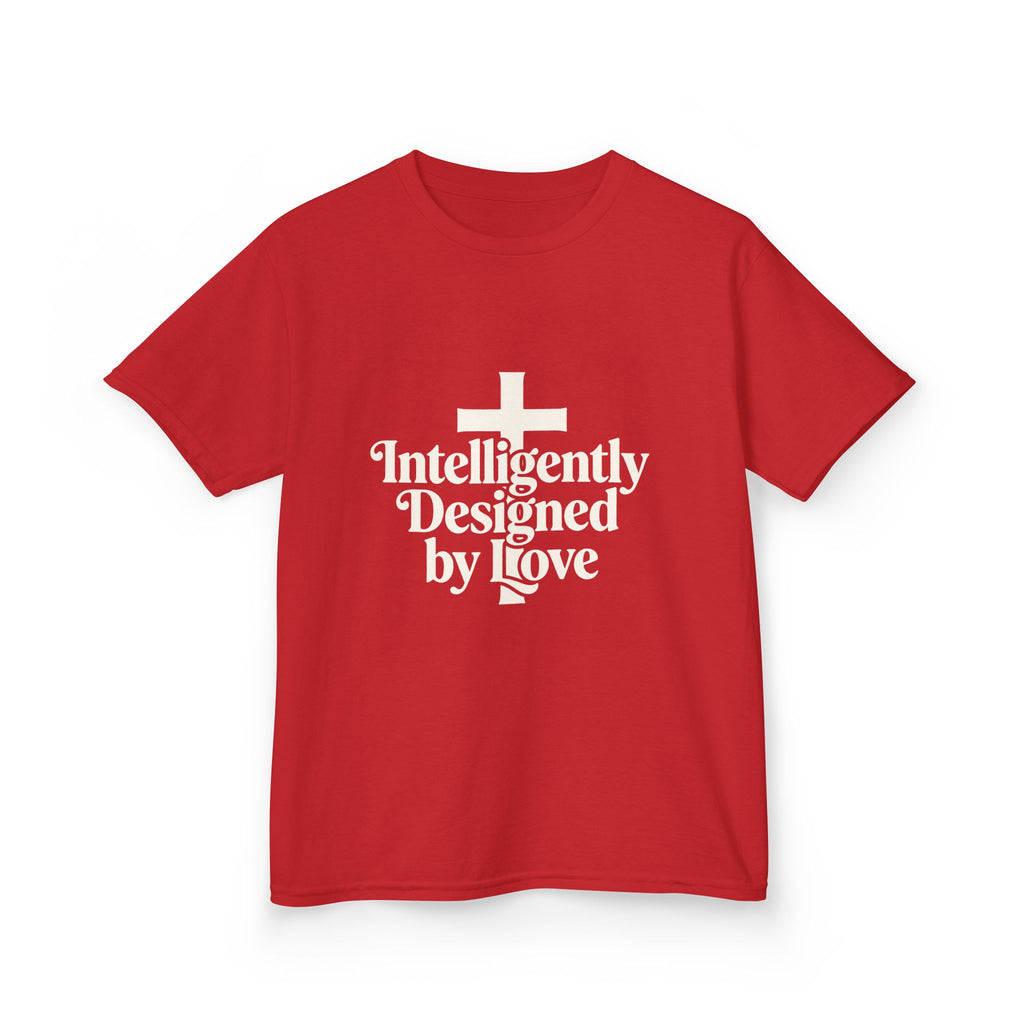 Kids Tee – "Intelligently Designed by Love" Christian Cross Shirt