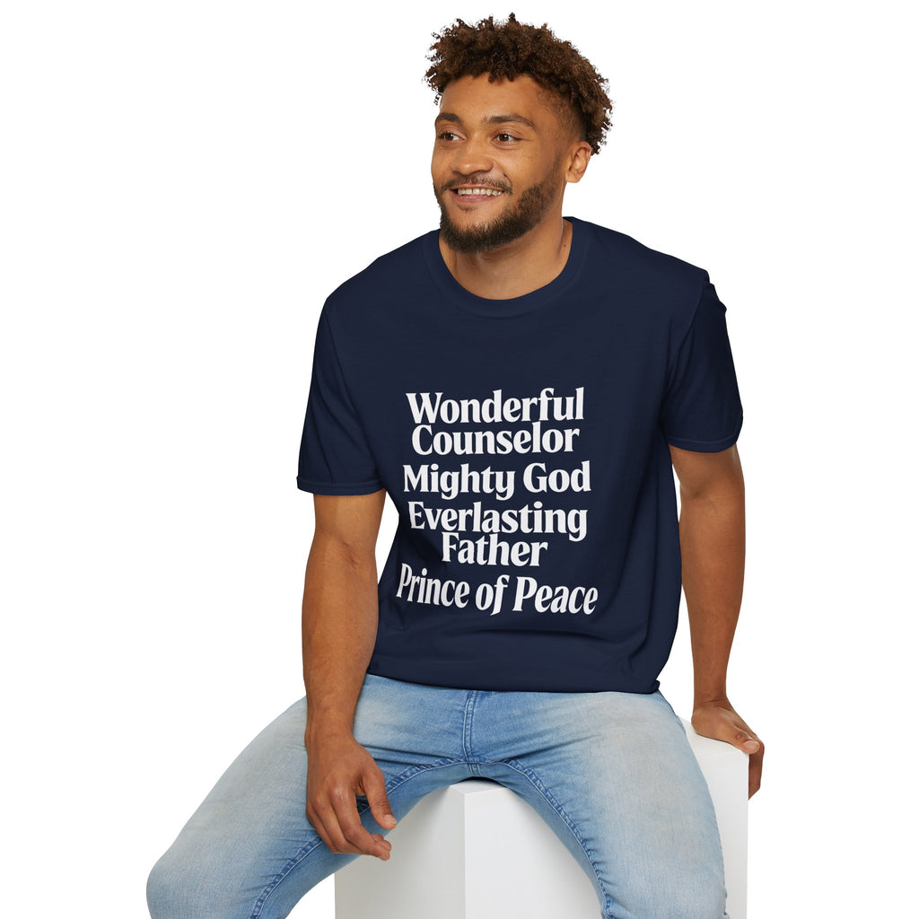 Names of Jesus from Isaiah T-Shirt — Plain Softstyle Crew Tee