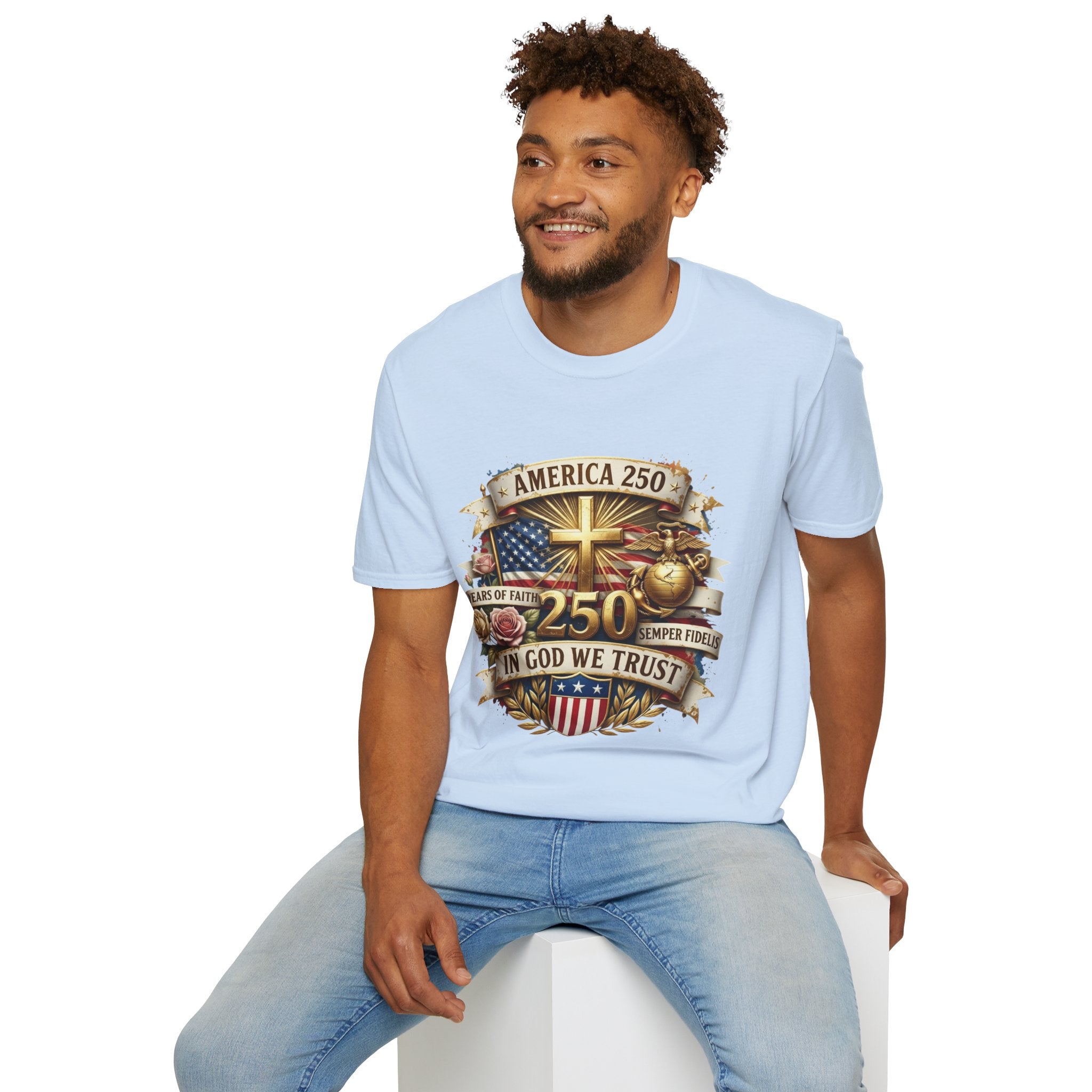 America 250 Christian T-Shirt — "In God We Trust" Patriotic Faith Tee