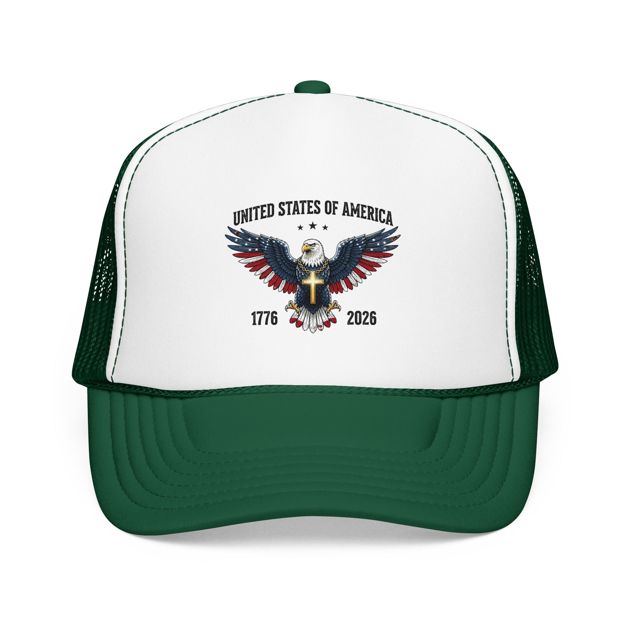 American Eagle Trucker Hat – Patriotic Cross & Flag Design
