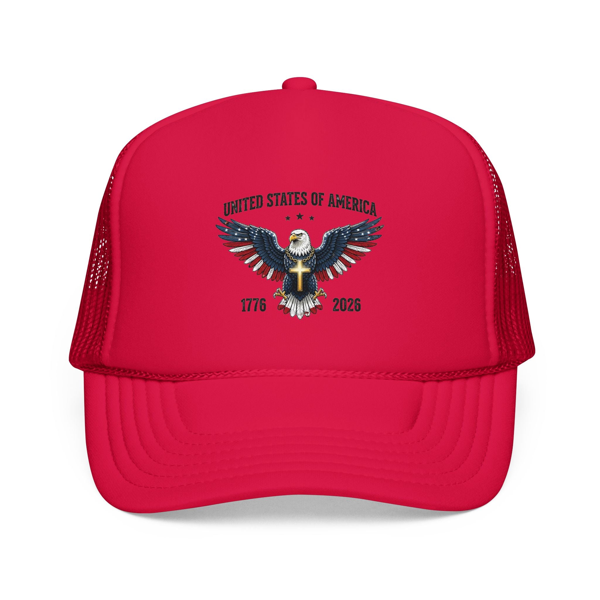 American Eagle Trucker Hat – Patriotic Cross & Flag Design