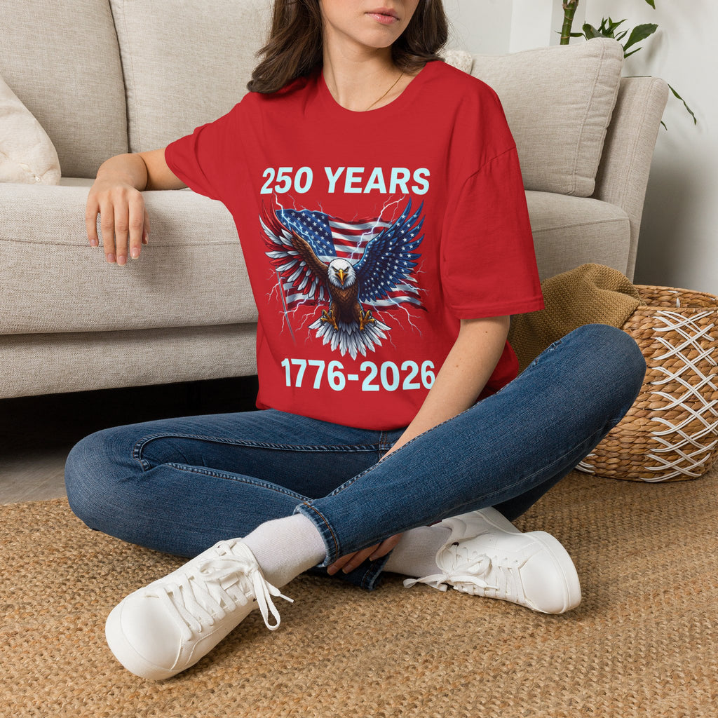 250 Years 1776–2026 Eagle & American Flag T-Shirt — Patriotic 250th Anniversary Tee