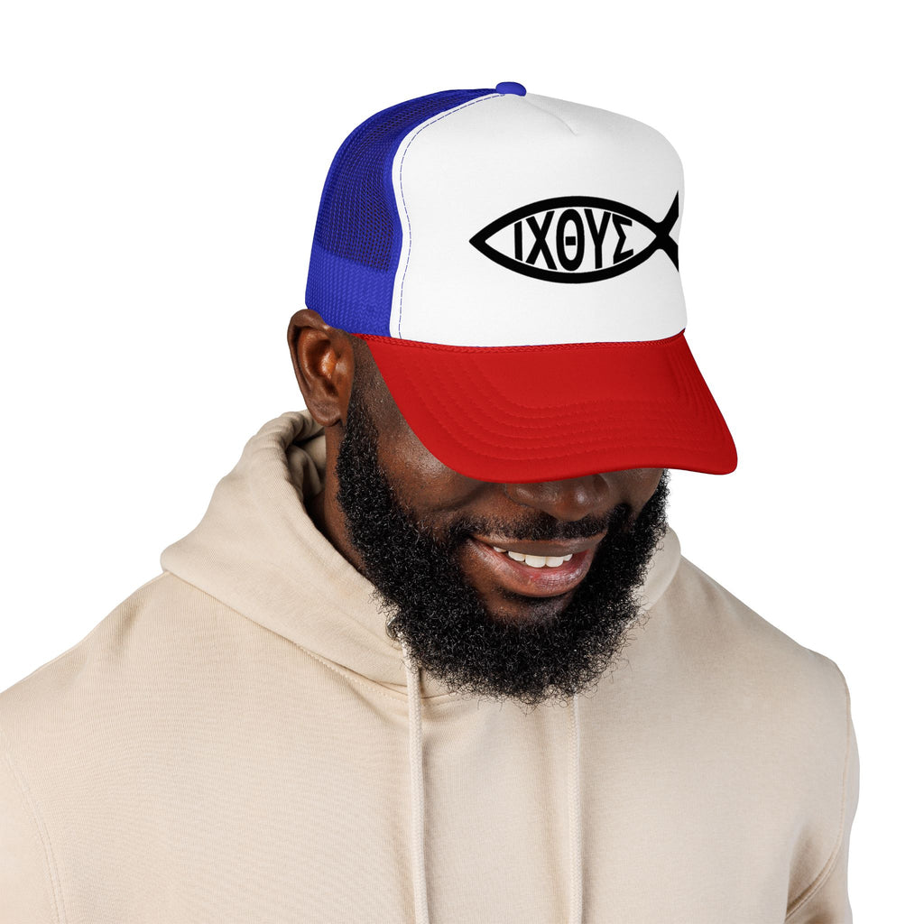 Christian Fish Trucker Hat with ΙΧΘΥΣ Ichthys Design