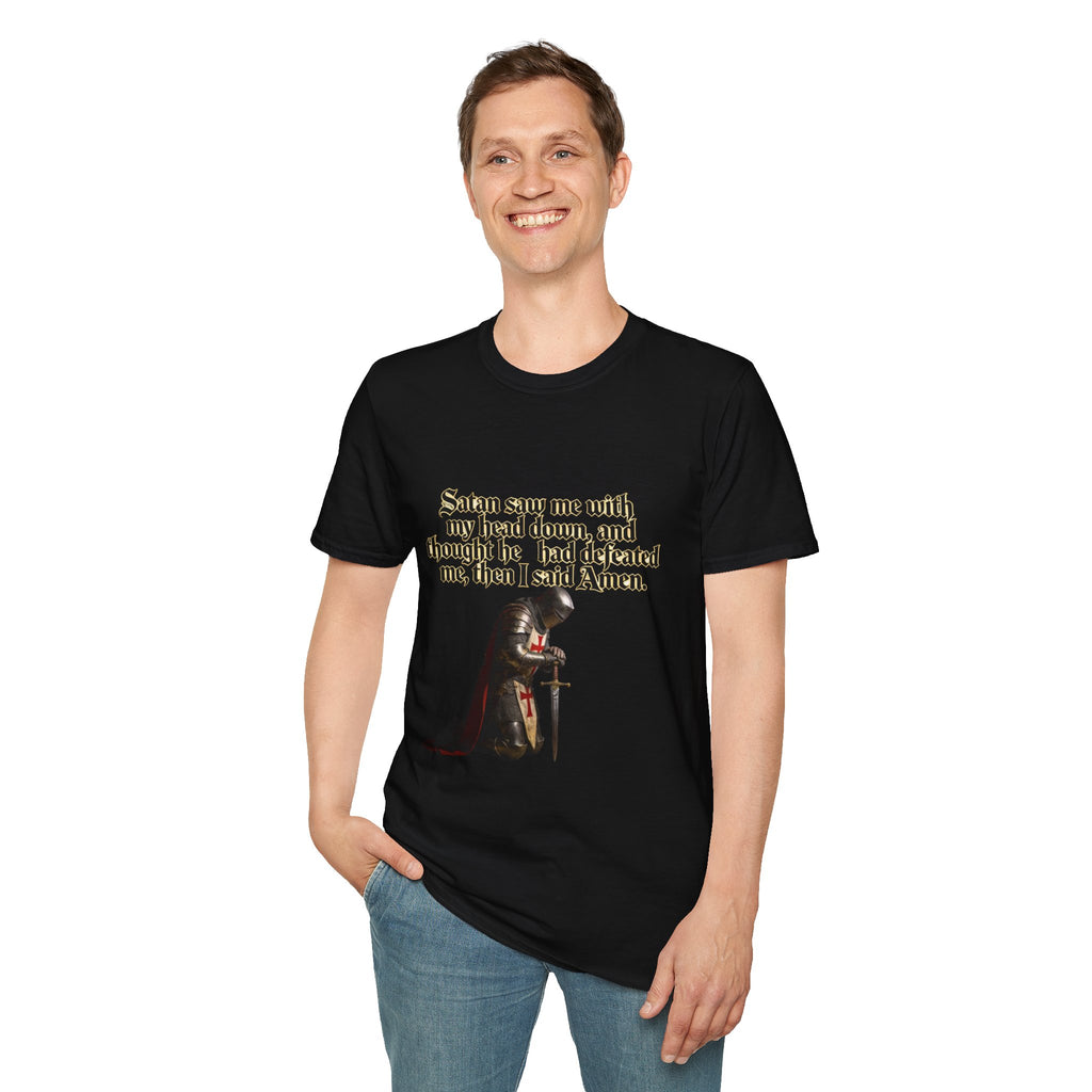 Christian Prayer T‑Shirt — "Satan Saw Me…Then I Said Amen" Faith Tee