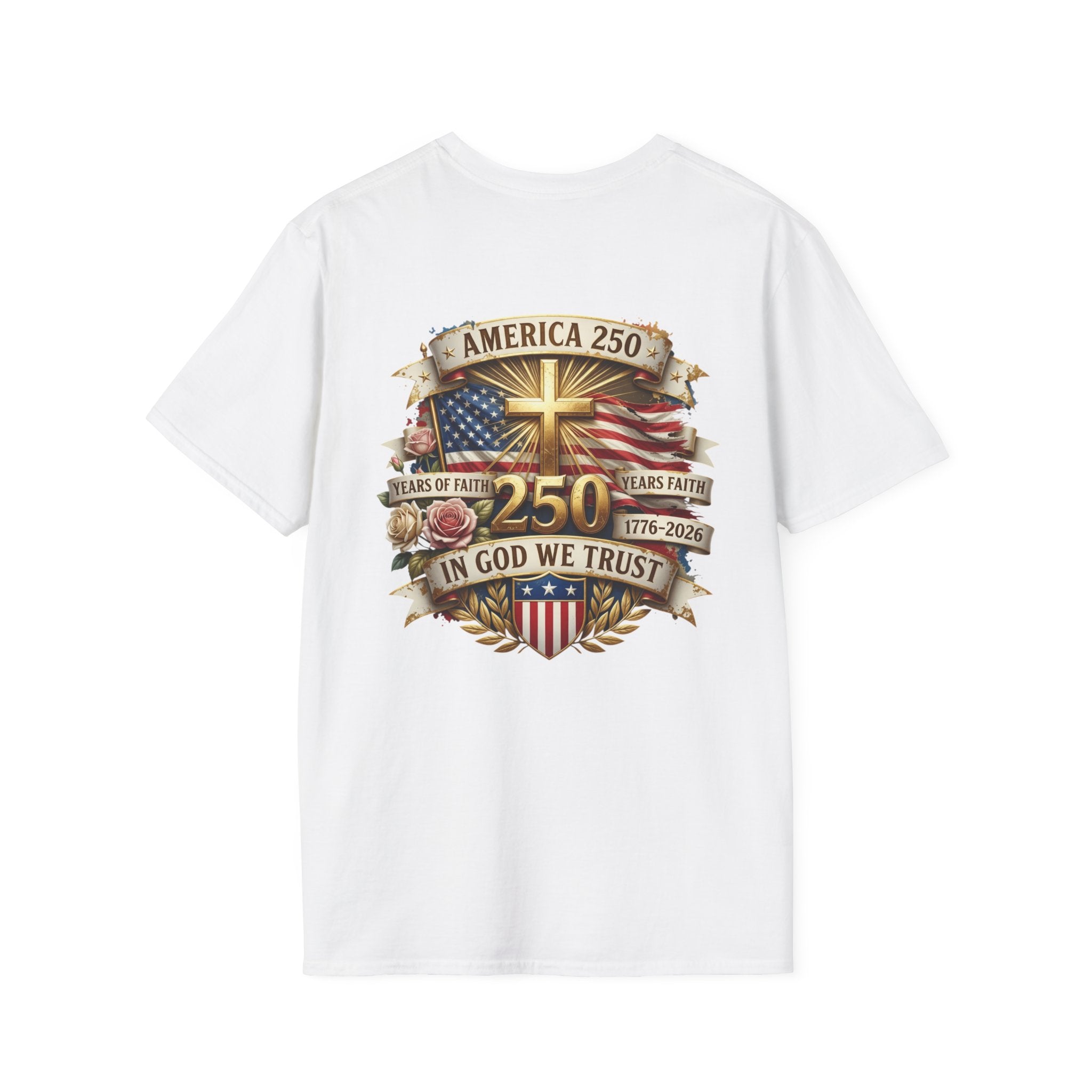 His Life Christian America 250 T-Shirt — Small Cross Logo Faith Tee