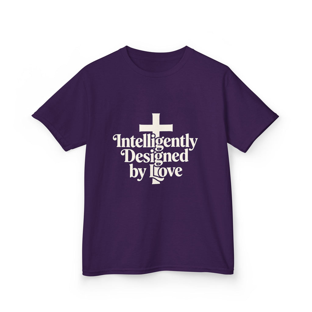 Kids Tee – "Intelligently Designed by Love" Christian Cross Shirt