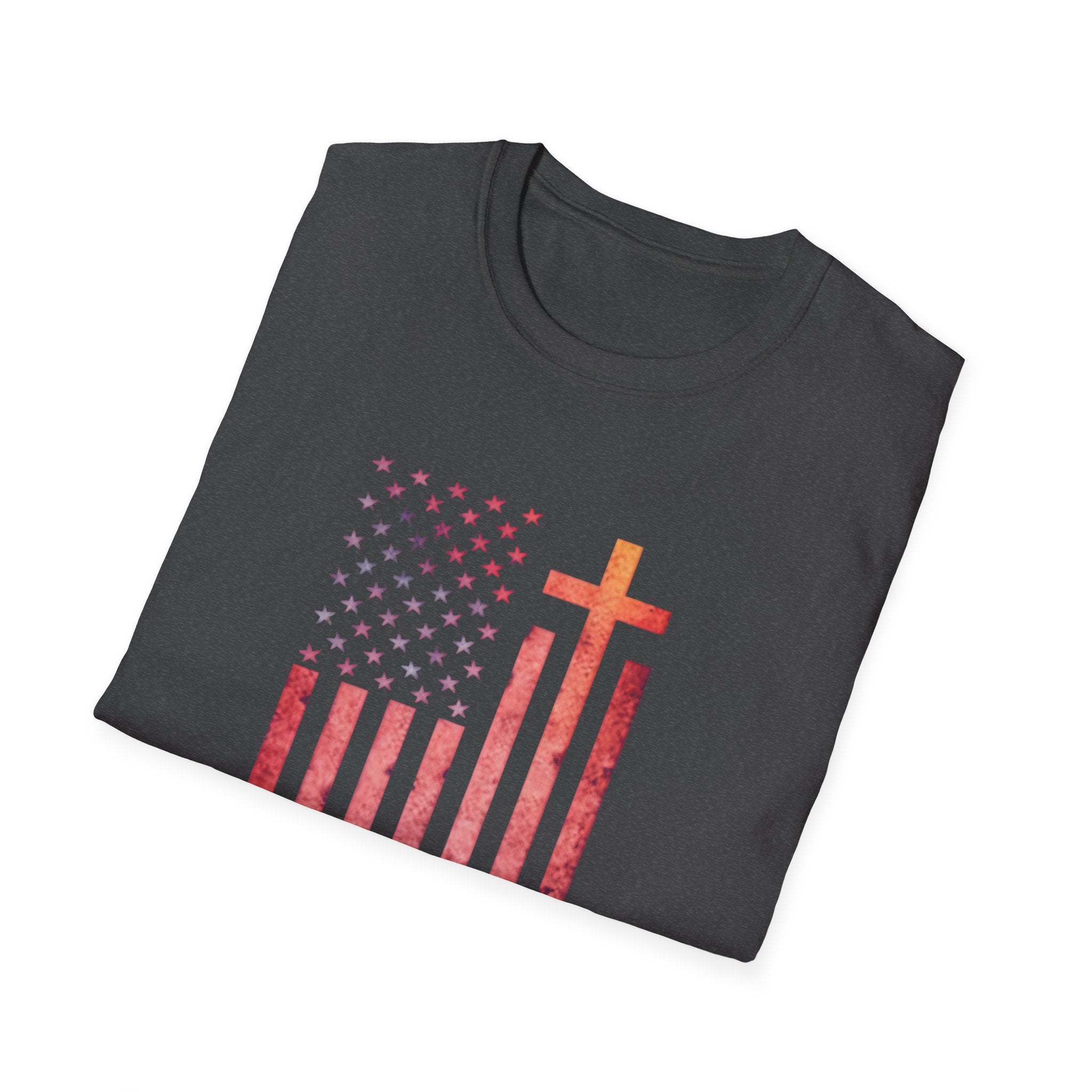 Faith Over Fear American Flag T-Shirt — Christian Cross Patriotic Tee
