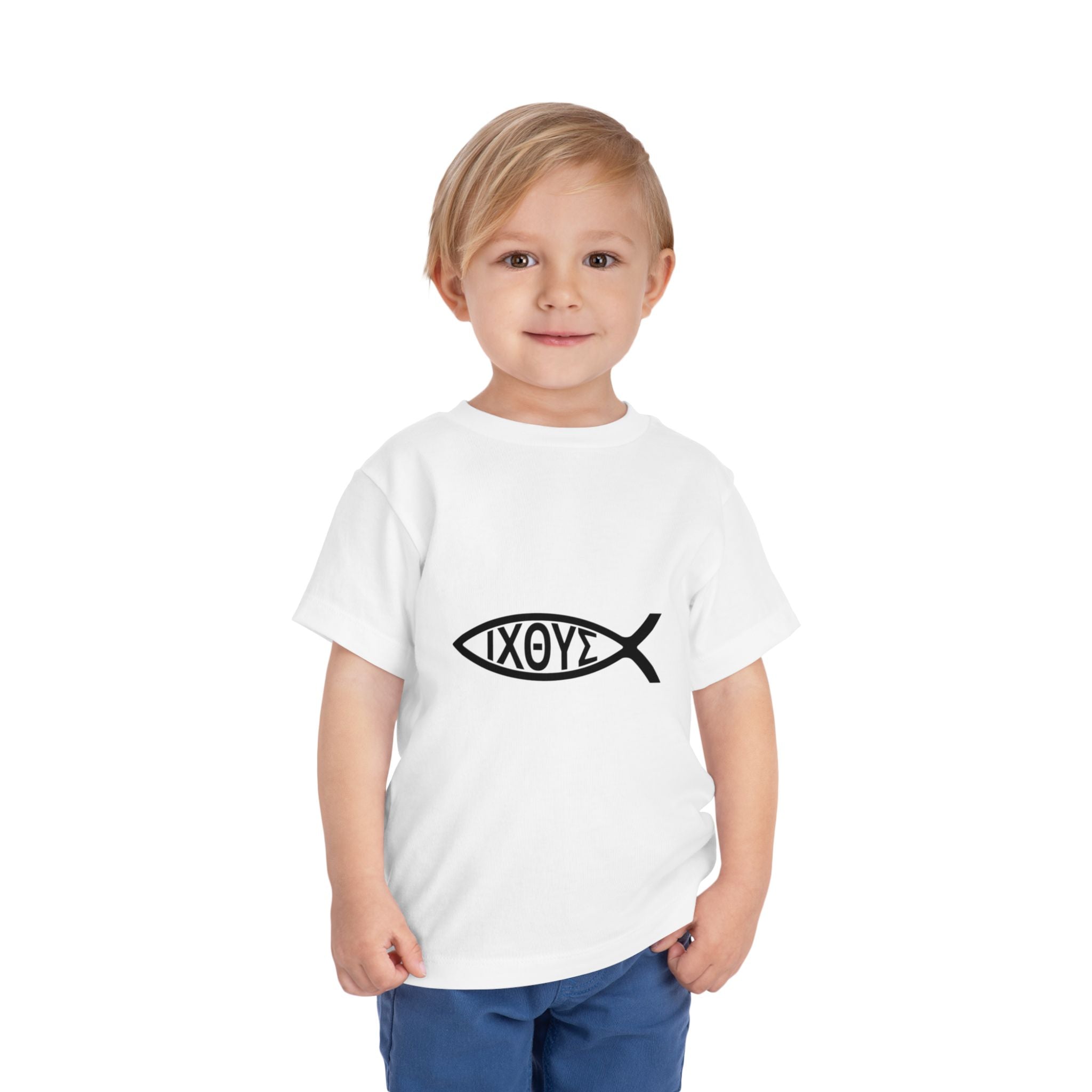 Toddler Tee — Christian Ichthys Fish Logo Kids Shirt (Faith Symbol)