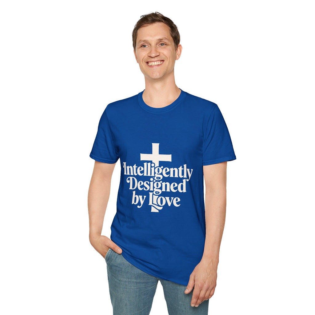 Christian T-Shirt — "Intelligently Designed by Love" Cross Faith Tee
