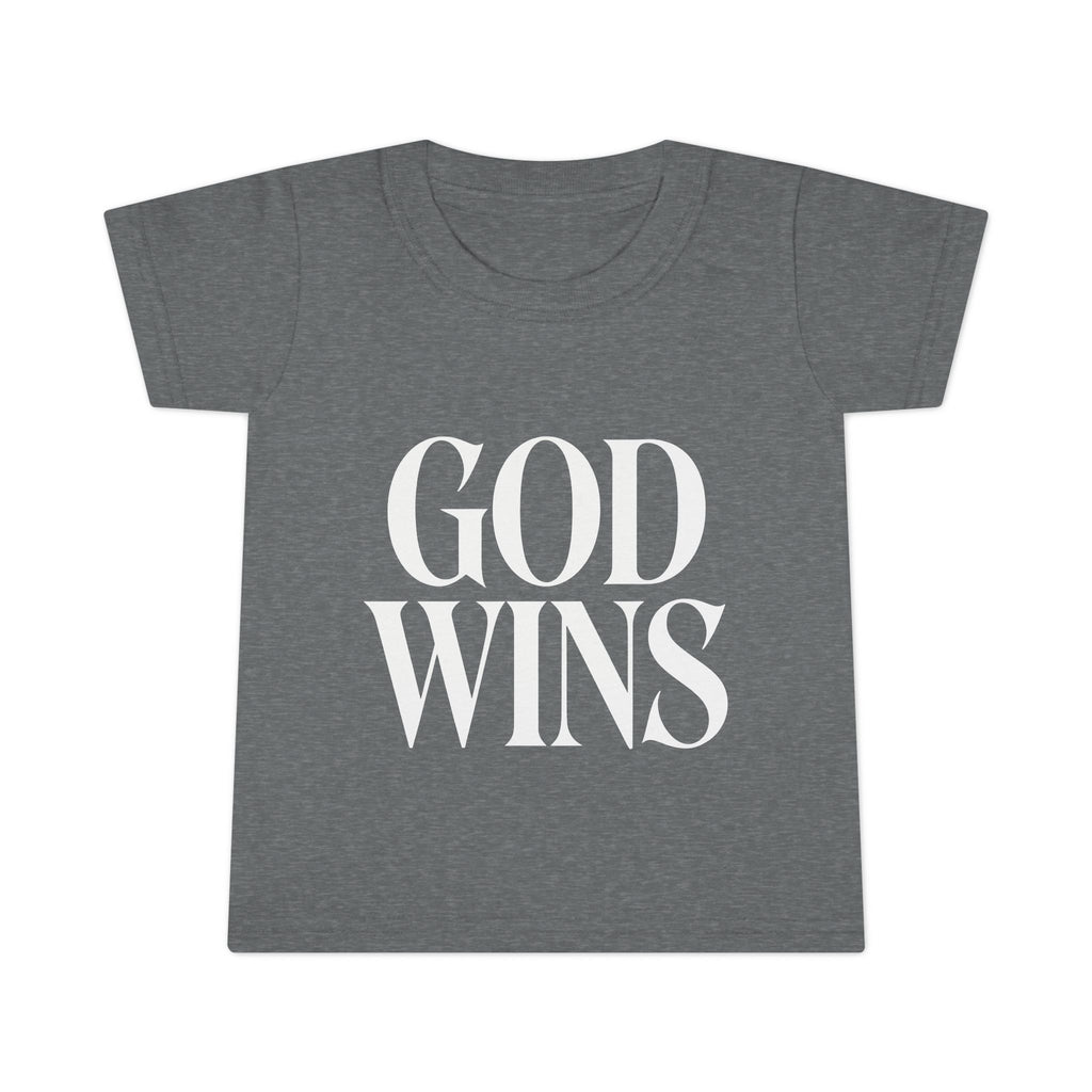 Toddler T-Shirt — "God Wins" Christian Faith Graphic Tee for Kids