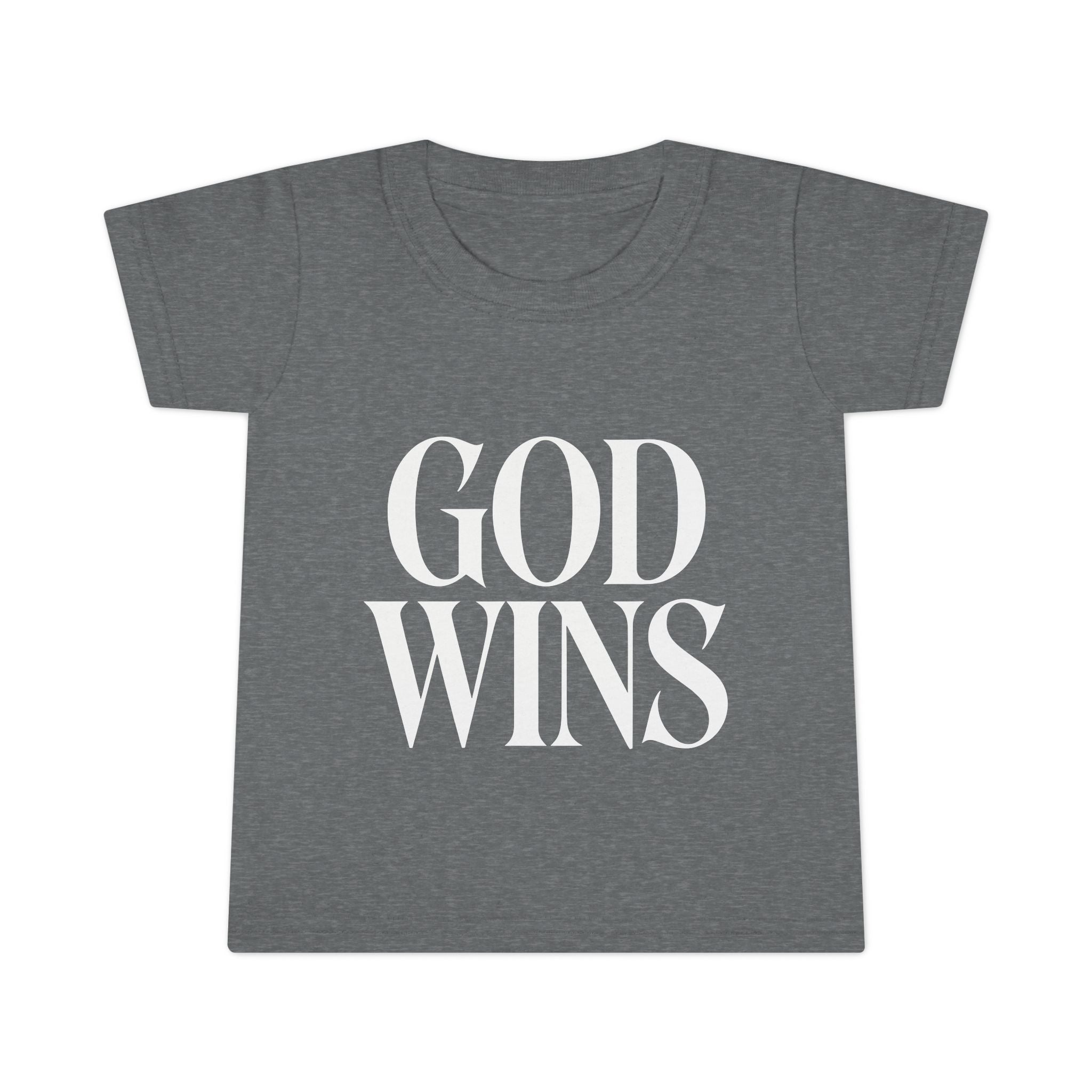 Toddler T-Shirt — "God Wins" Christian Faith Graphic Tee for Kids