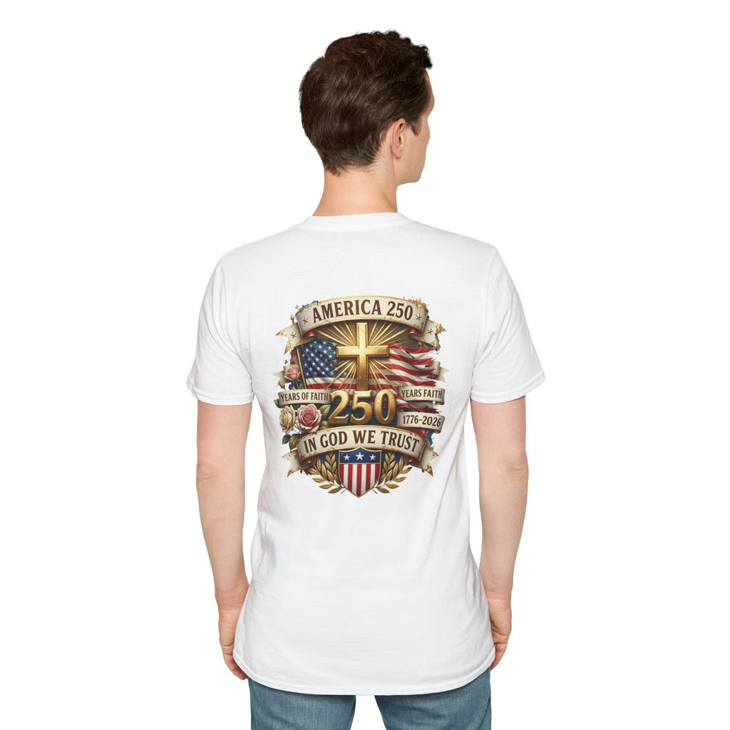 His Life Christian America 250 T-Shirt — Small Cross Logo Faith Tee