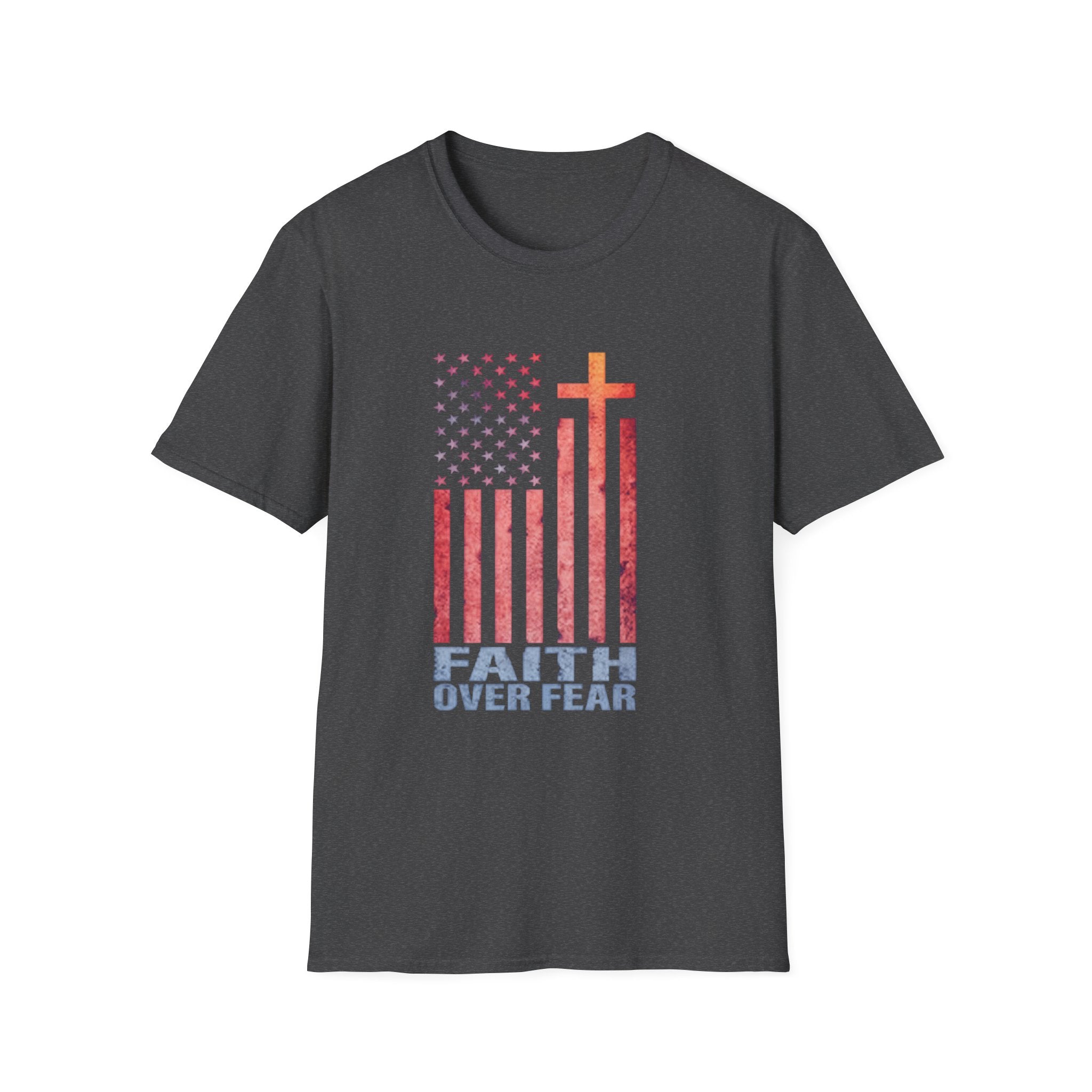 Faith Over Fear American Flag T-Shirt — Christian Cross Patriotic Tee