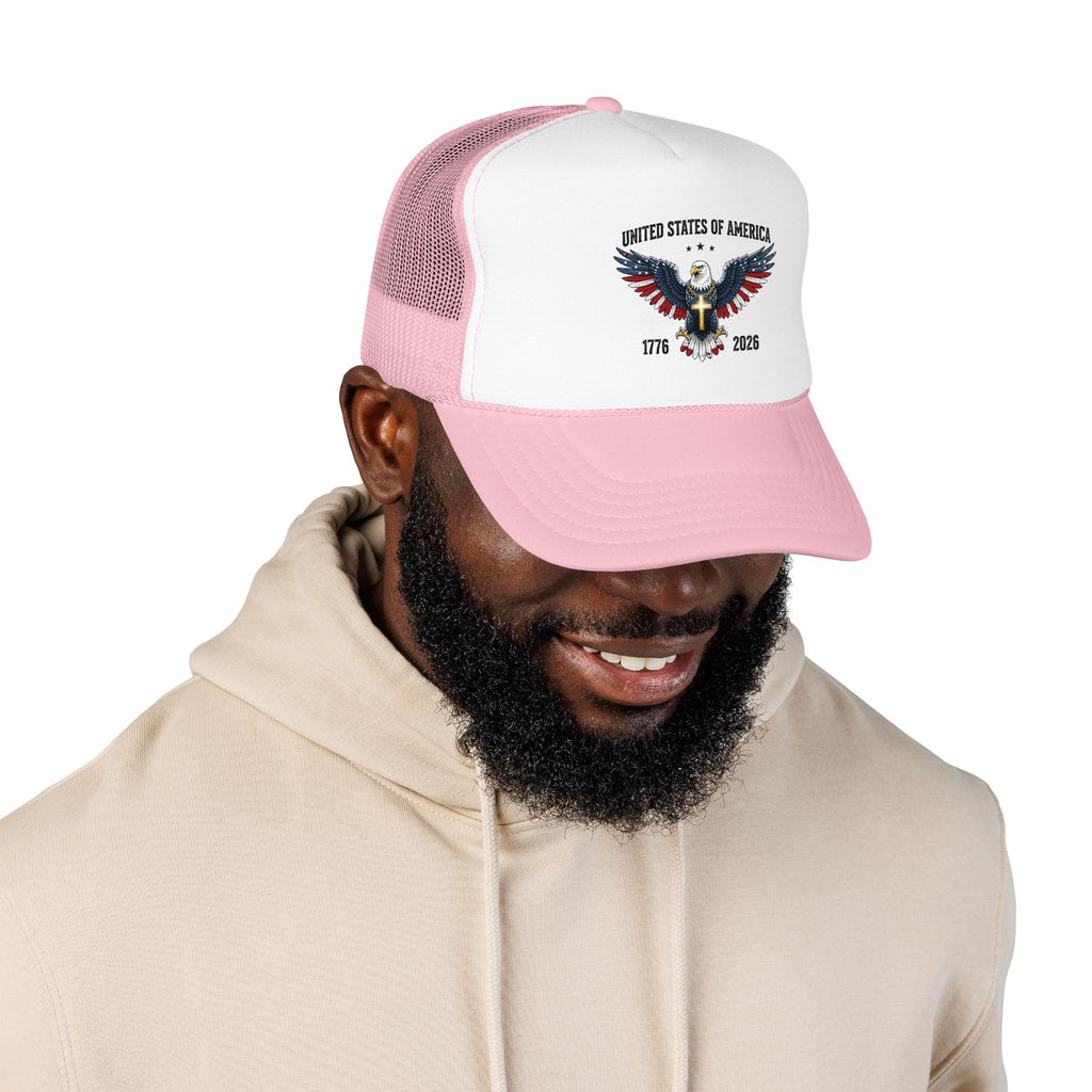 American Eagle Trucker Hat – Patriotic Cross & Flag Design