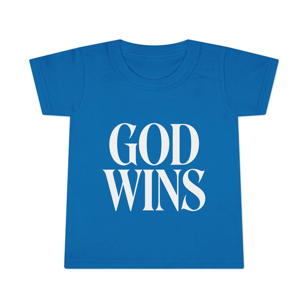 Toddler T-Shirt — "God Wins" Christian Faith Graphic Tee for Kids