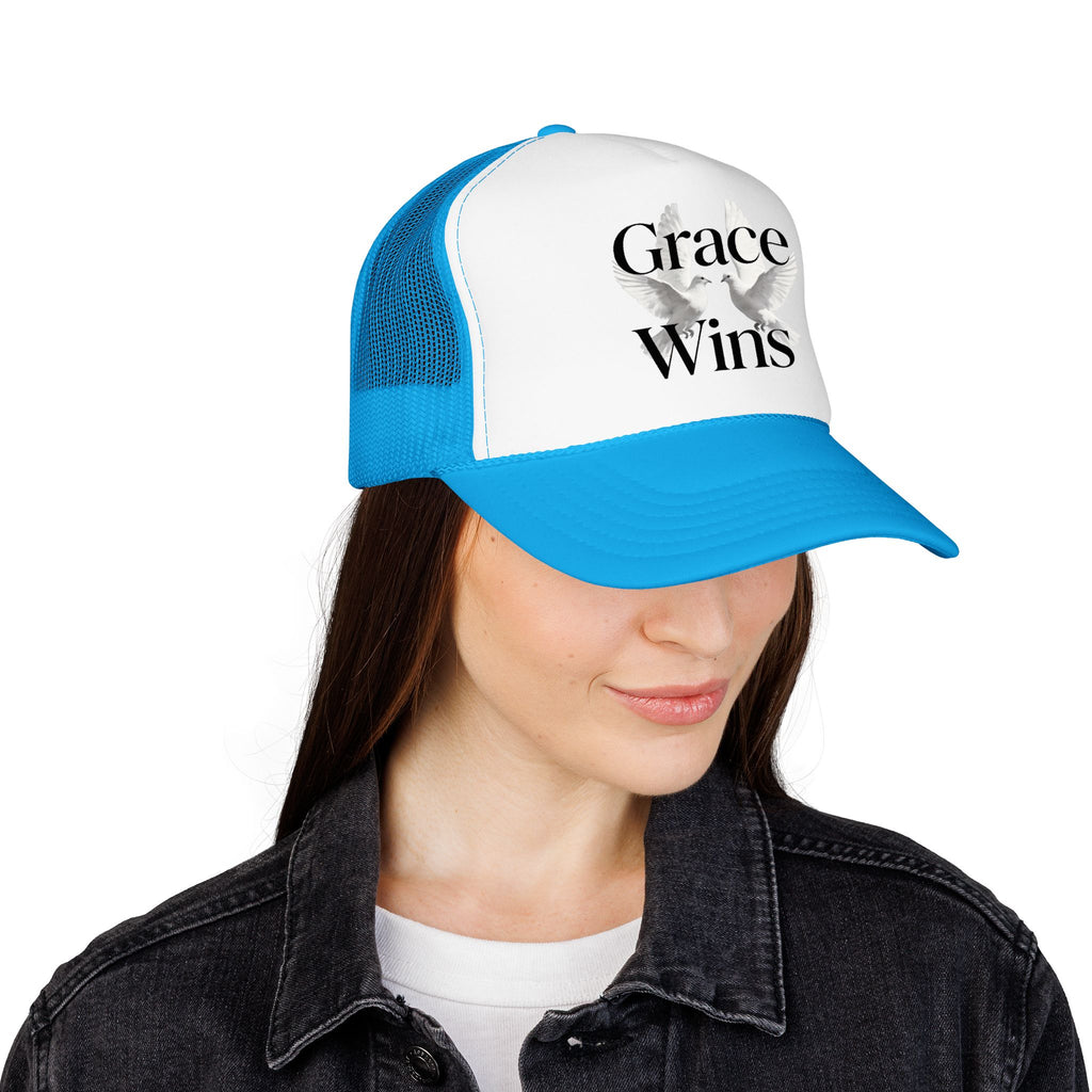 Grace Wins Trucker Hat — Inspirational Dove Foam Cap