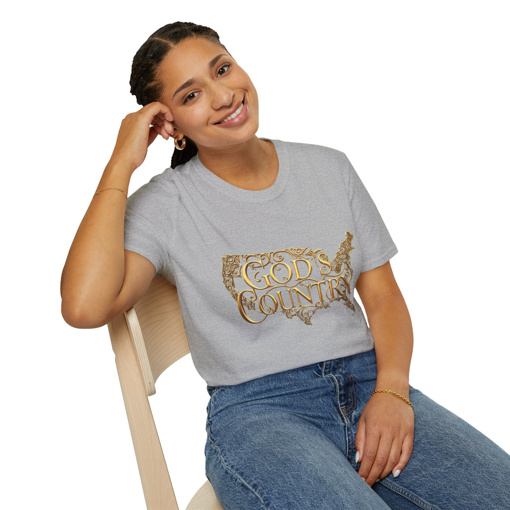 God's Country T-Shirt — Vintage USA Map Faith Tee
