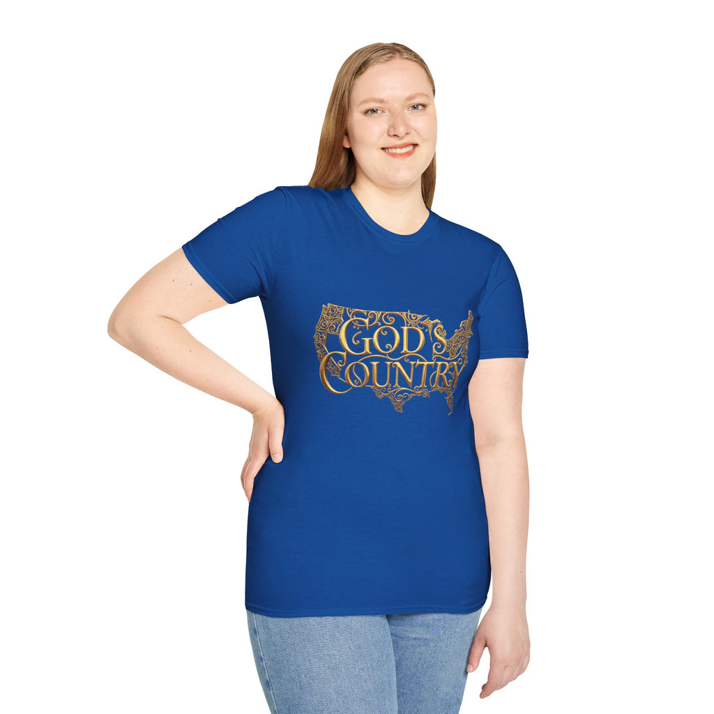 God's Country T-Shirt — Vintage USA Map Faith Tee