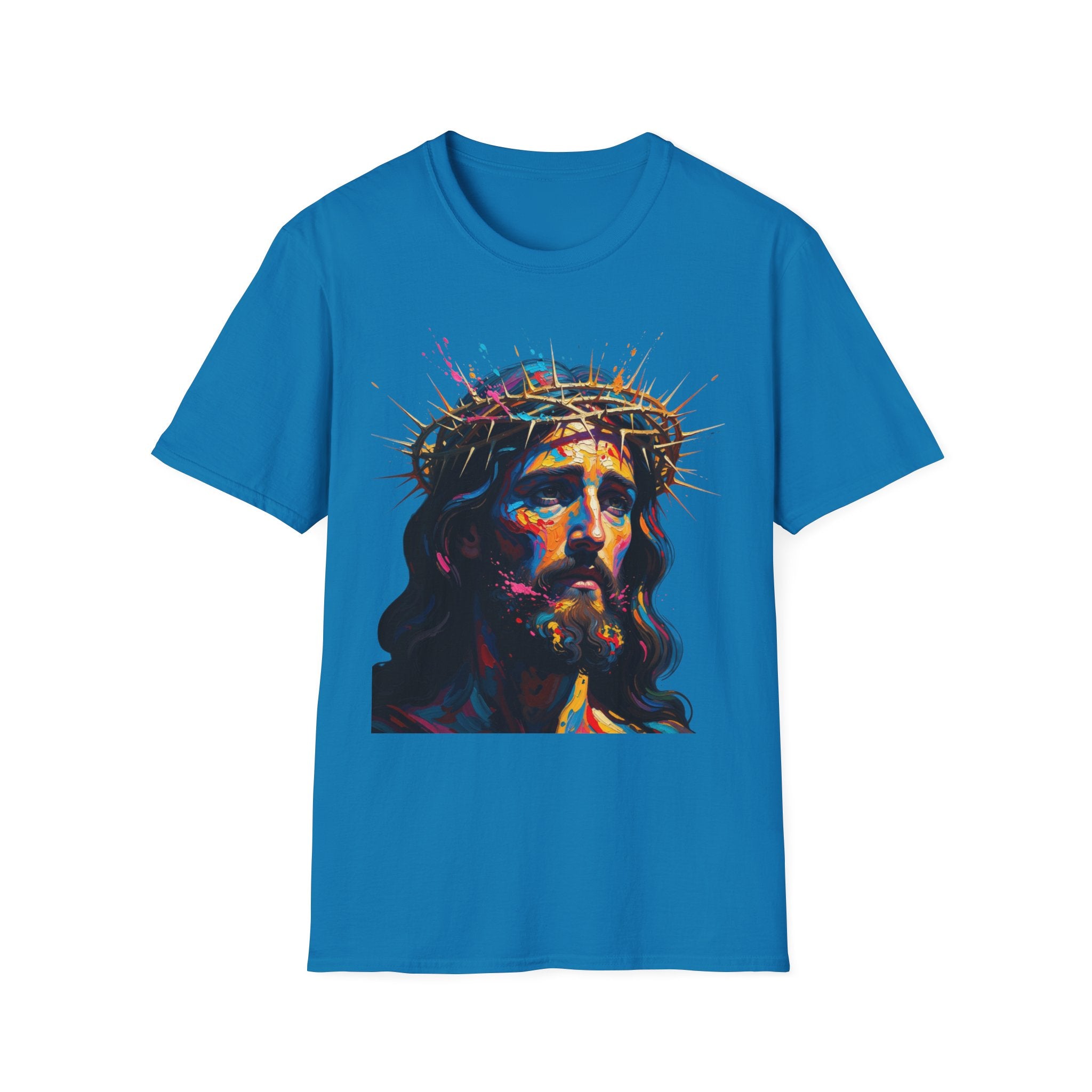 Jesus with Crown of Thorns T-Shirt | Colorful Portrait, Religious Christian Tee