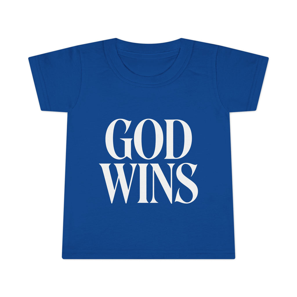 Toddler T-Shirt — "God Wins" Christian Faith Graphic Tee for Kids