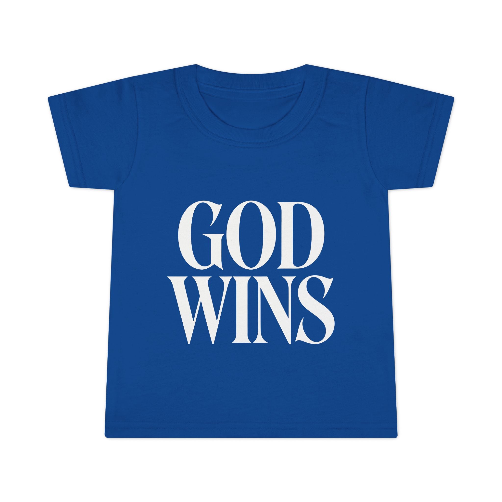 Toddler T-Shirt — "God Wins" Christian Faith Graphic Tee for Kids